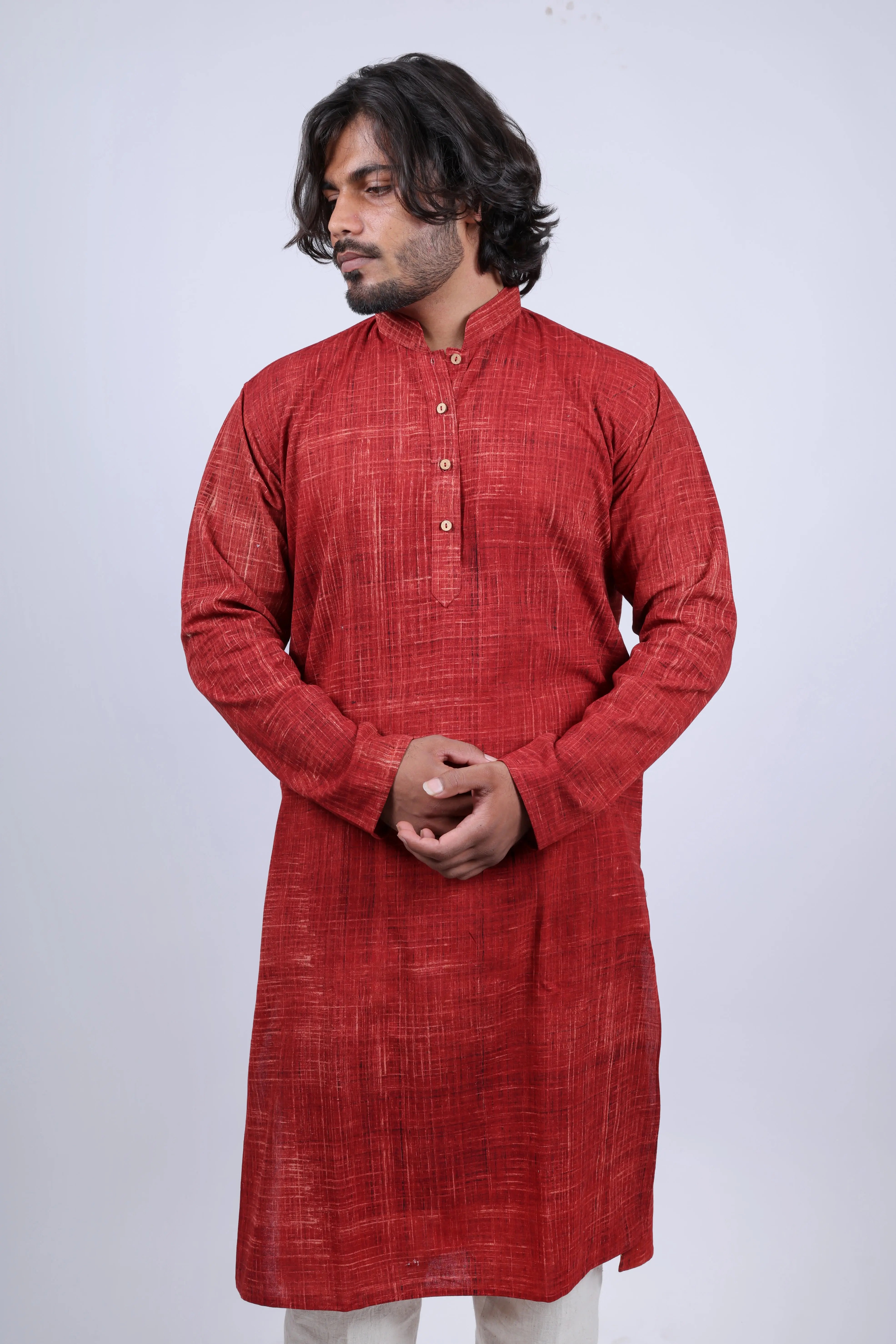 Cotton Brush Print Full Sleeves Long Kurta RAKHIYO