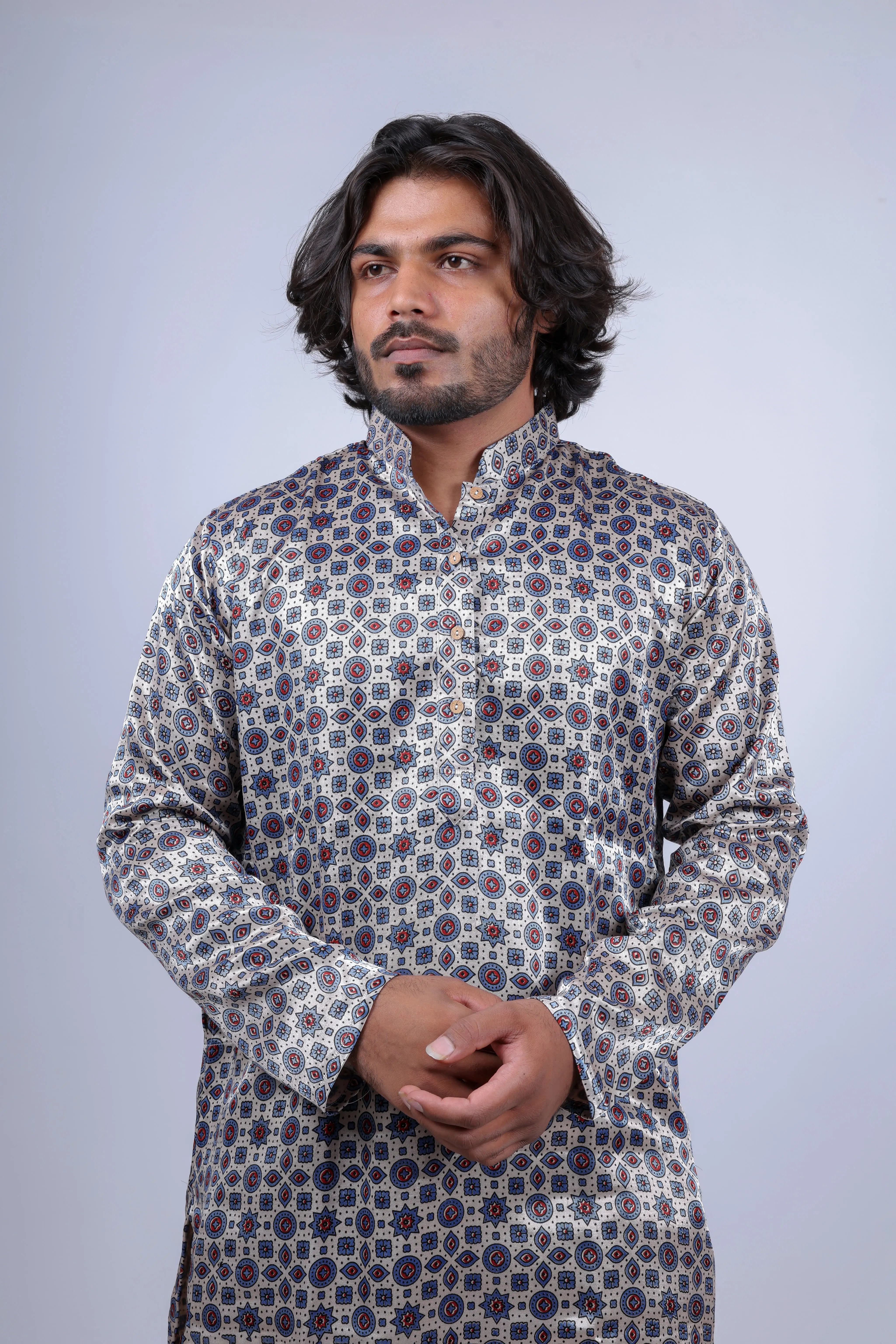 Mashroo Ajarakh Long Kurta RAKHIYO