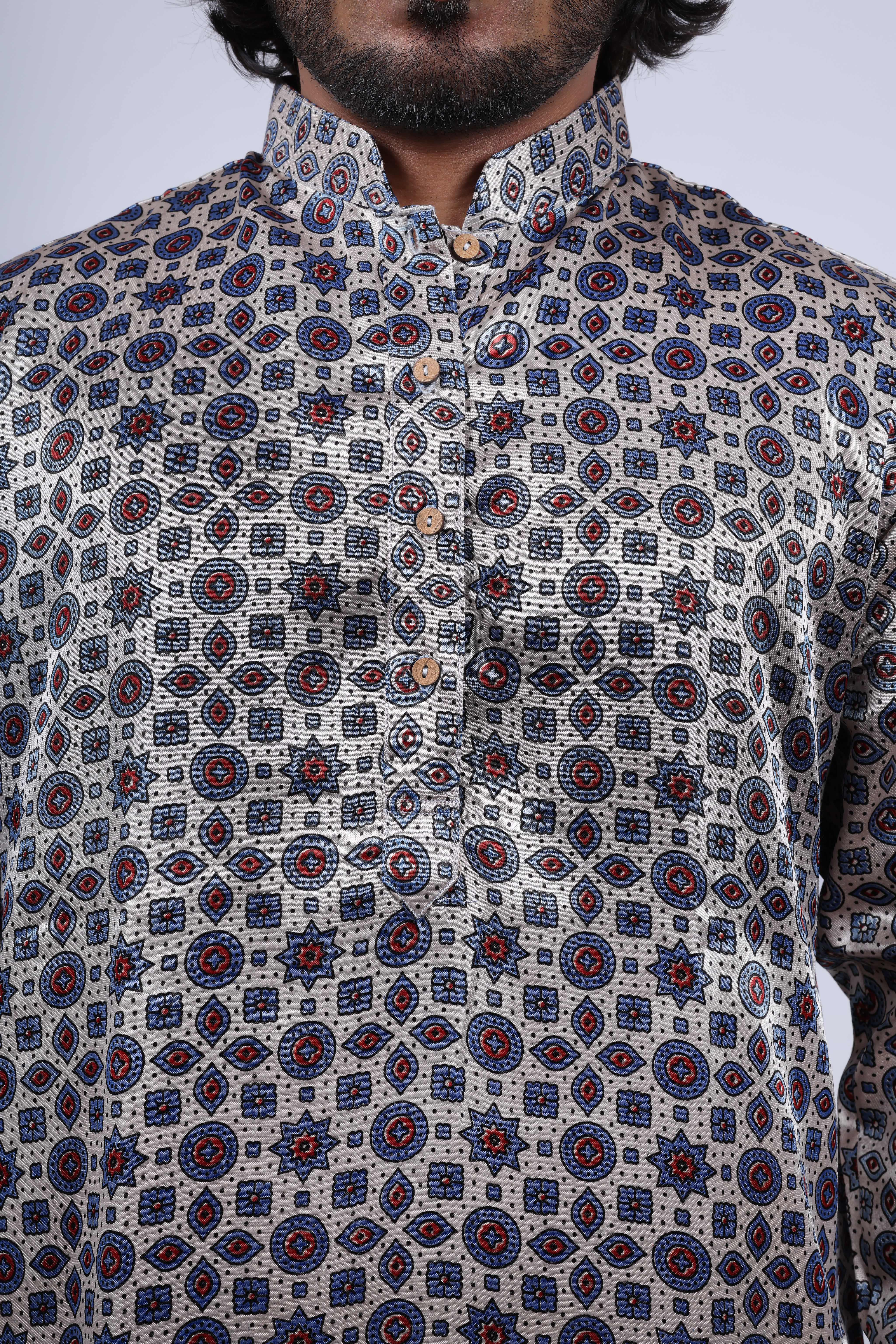 Mashroo Ajarakh Long Kurta RAKHIYO