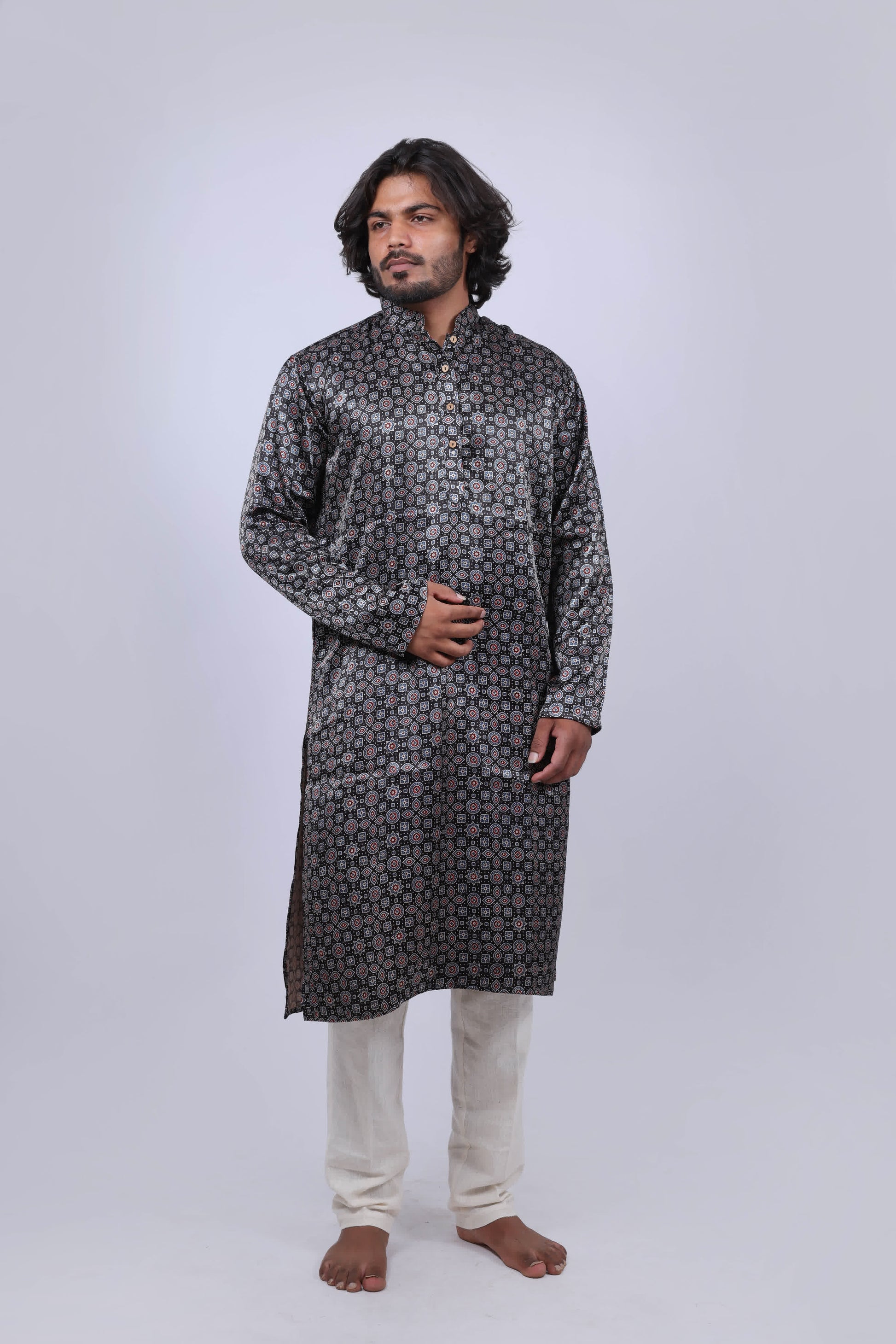 Mashroo Ajarakh Long Kurta RAKHIYO