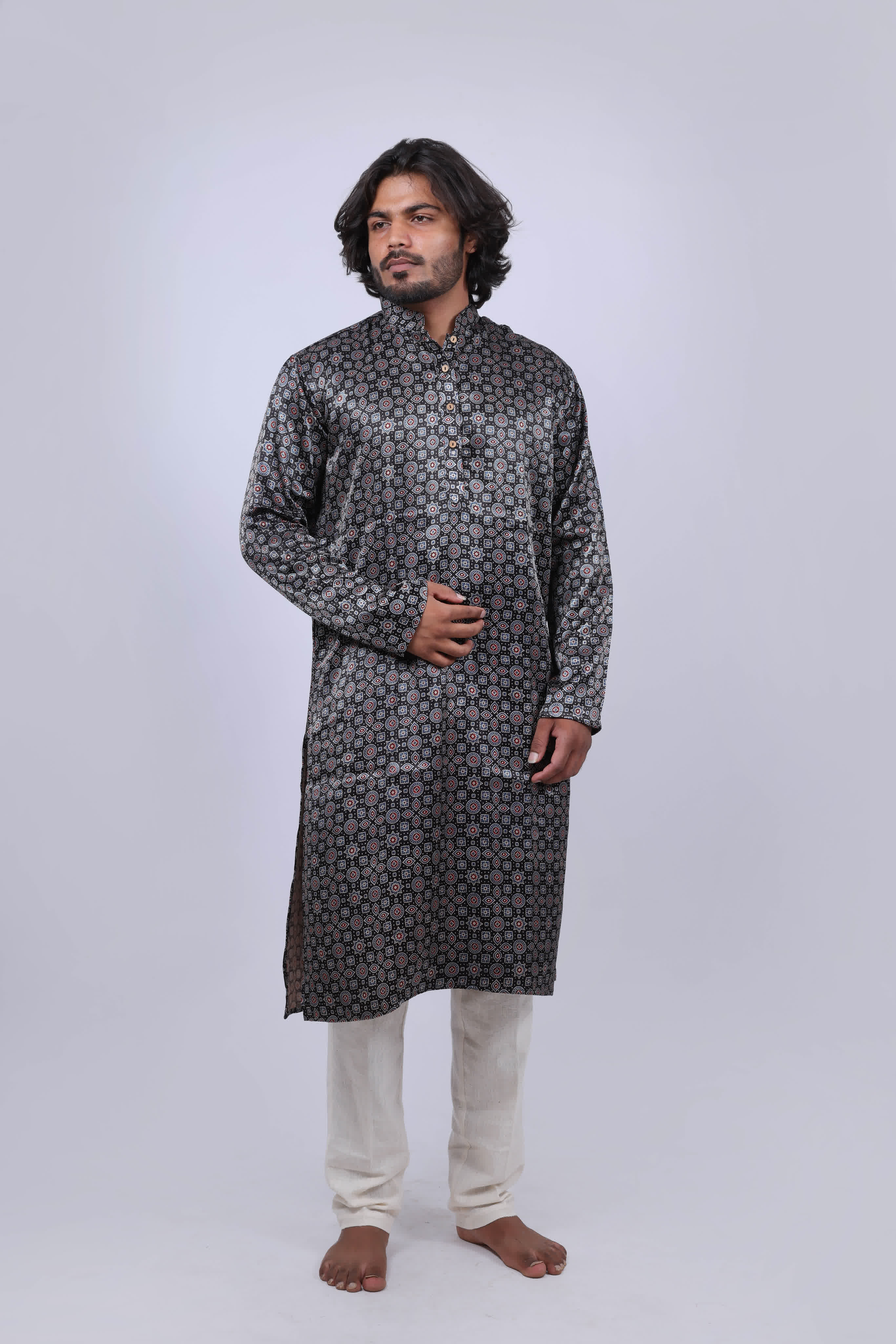 Mashroo Ajarakh Long Kurta RAKHIYO