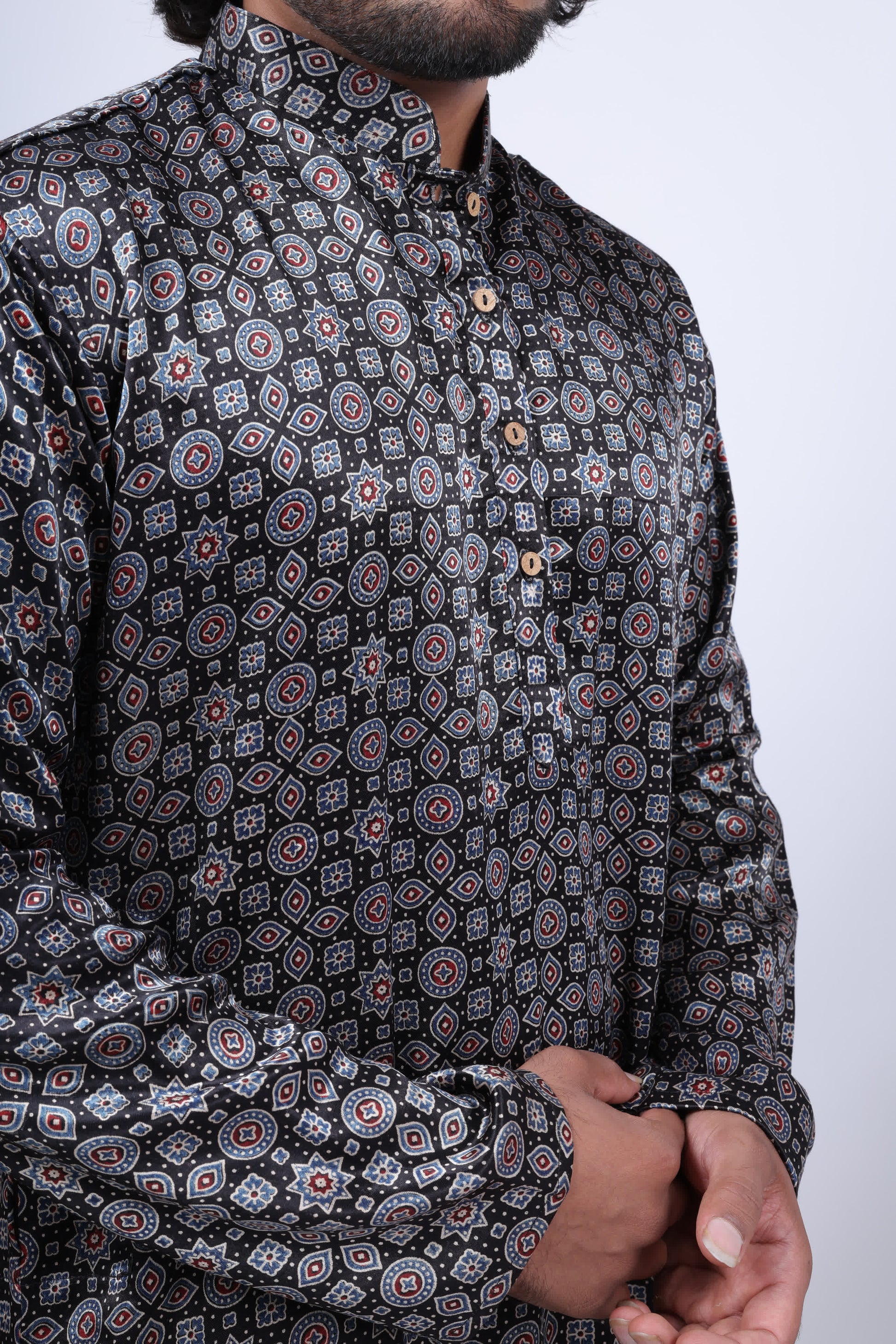 Mashroo Ajarakh Long Kurta RAKHIYO