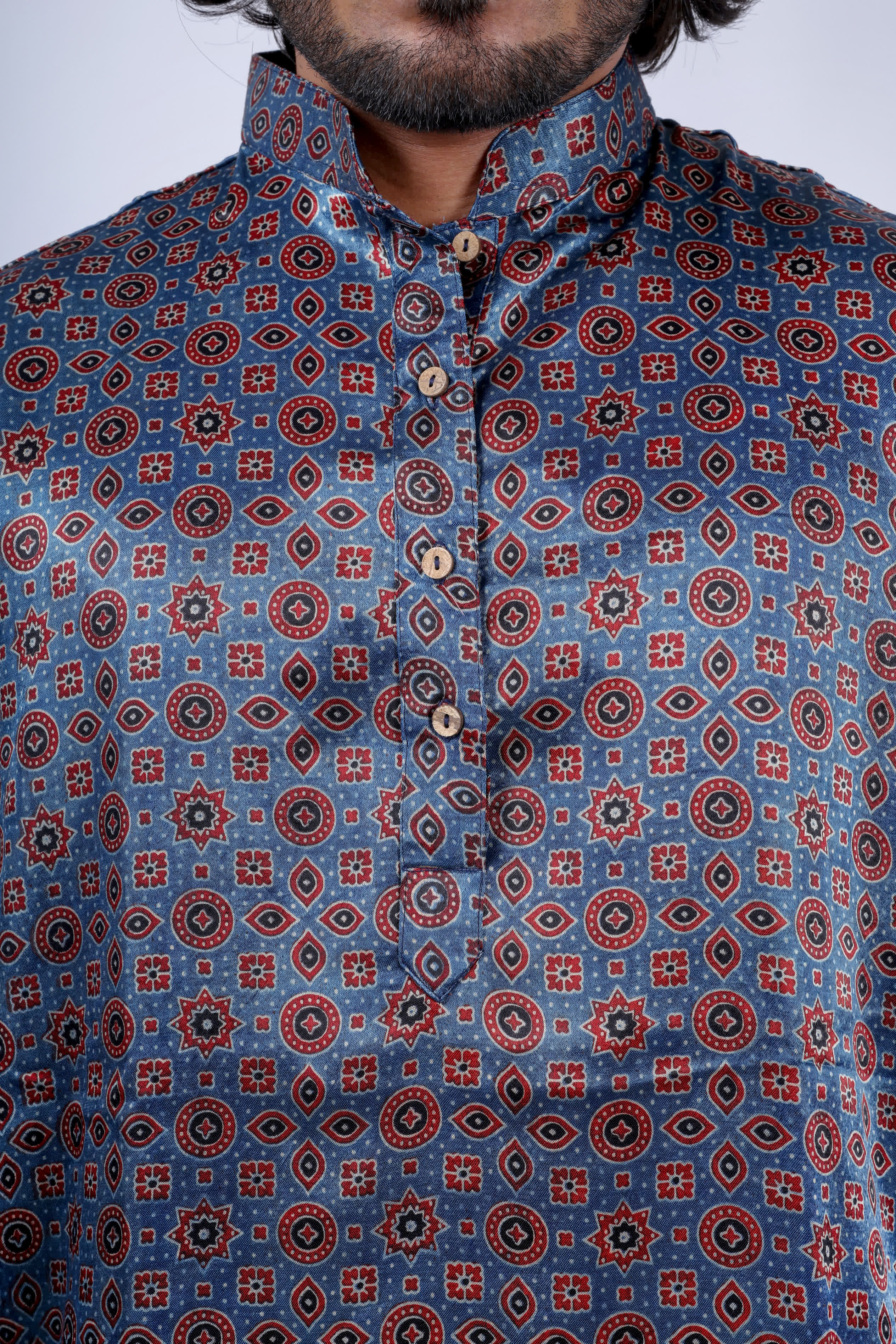 Mashroo Ajarakh Long Kurta RAKHIYO