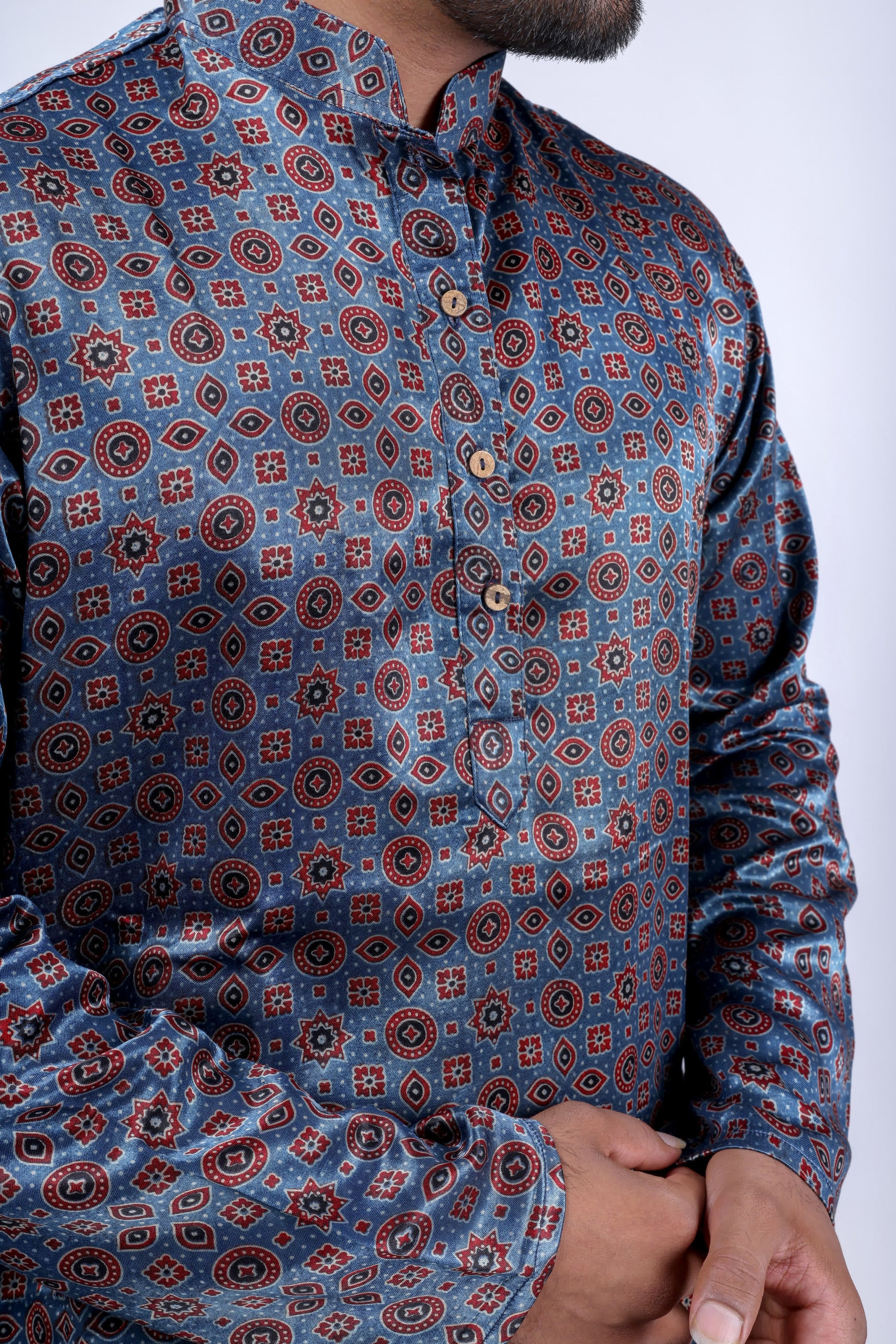 Mashroo Ajarakh Long Kurta RAKHIYO