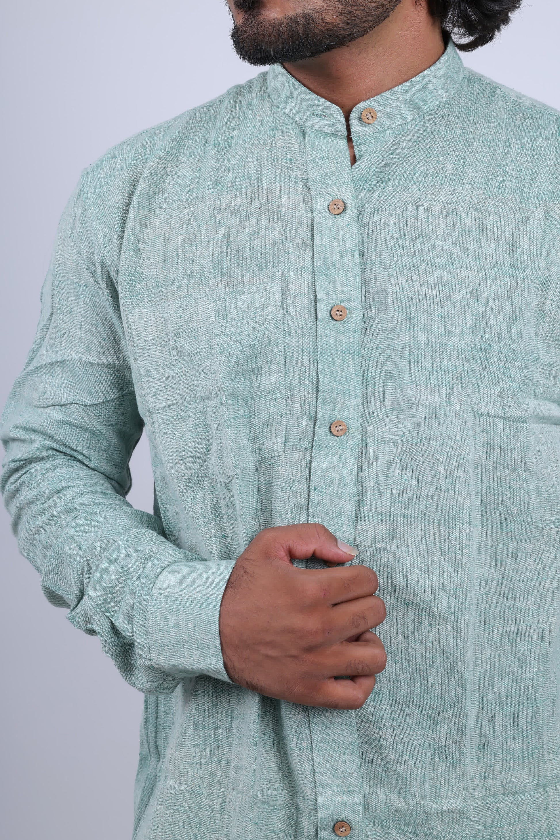 Kala Cotton Pista Full Sleeves Shirt RAKHIYO