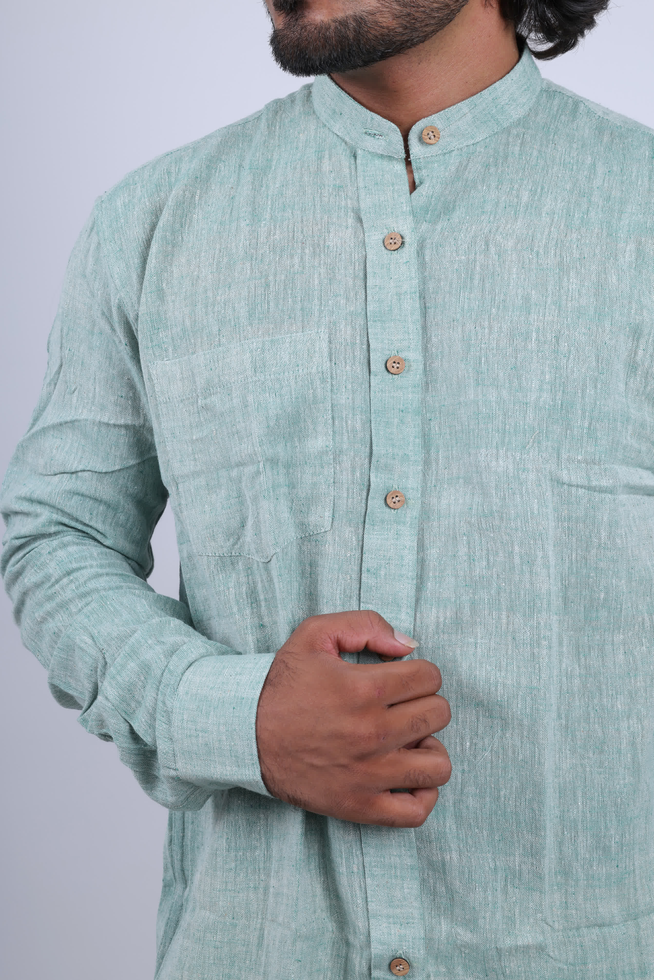 Kala Cotton Pista Full Sleeves Shirt RAKHIYO