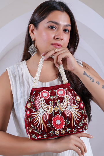 Velvet Bead Potli Bag