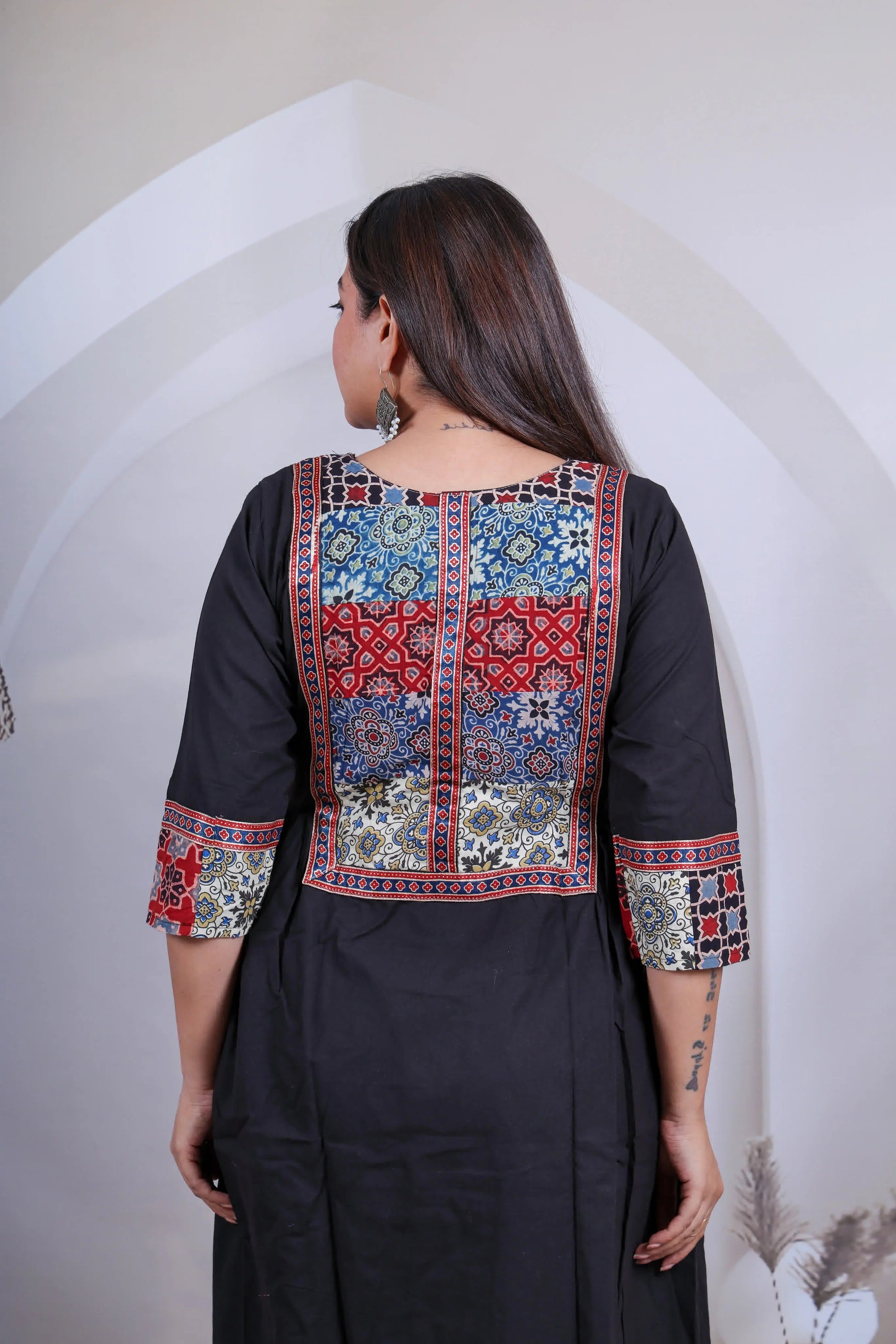 Gauri Ajarakh Patchwork Mirror Cotton Plain One Piece Kurti RAKHIYO