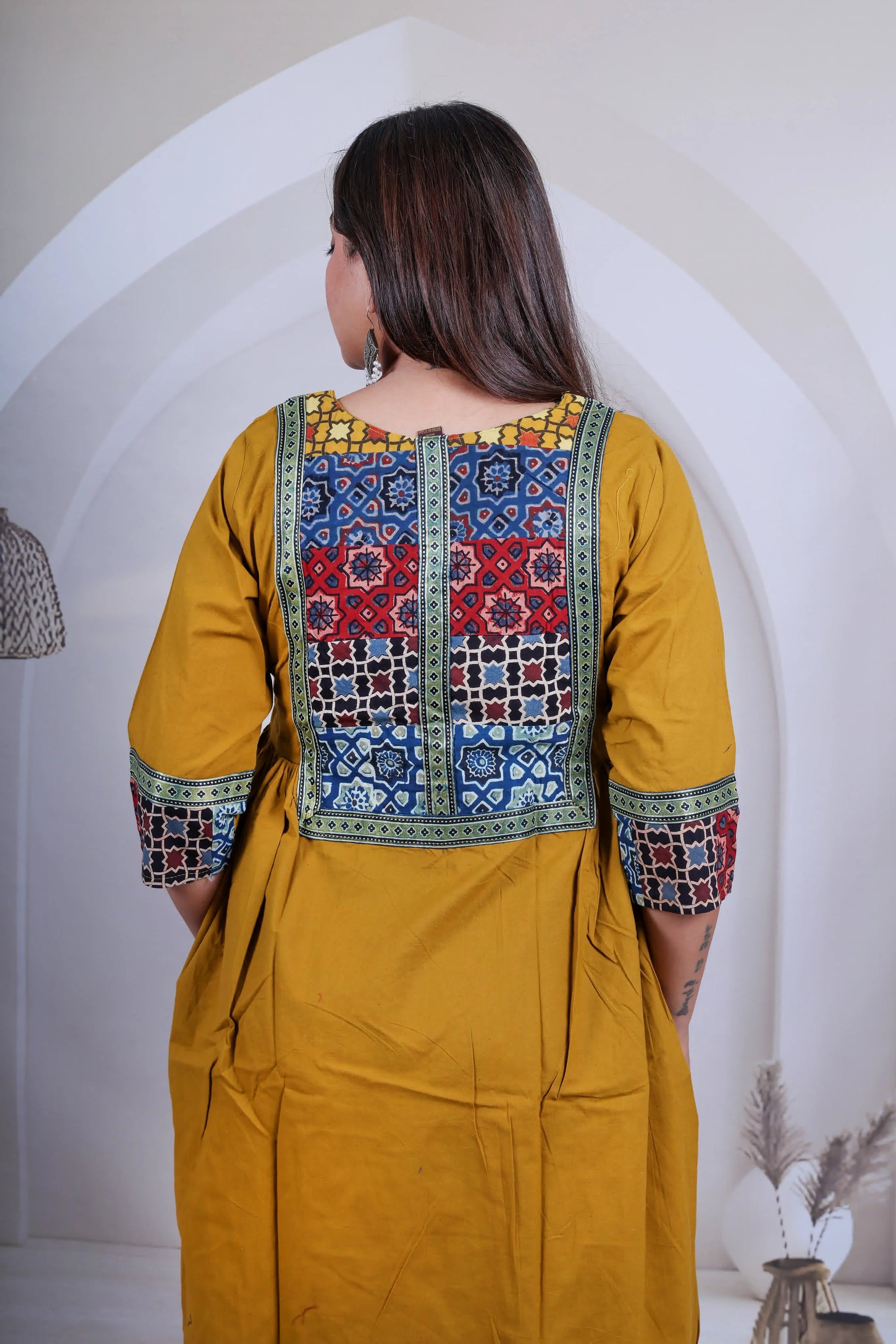 Gauri Ajarakh Patchwork Mirror Cotton Plain One Piece Kurti RAKHIYO