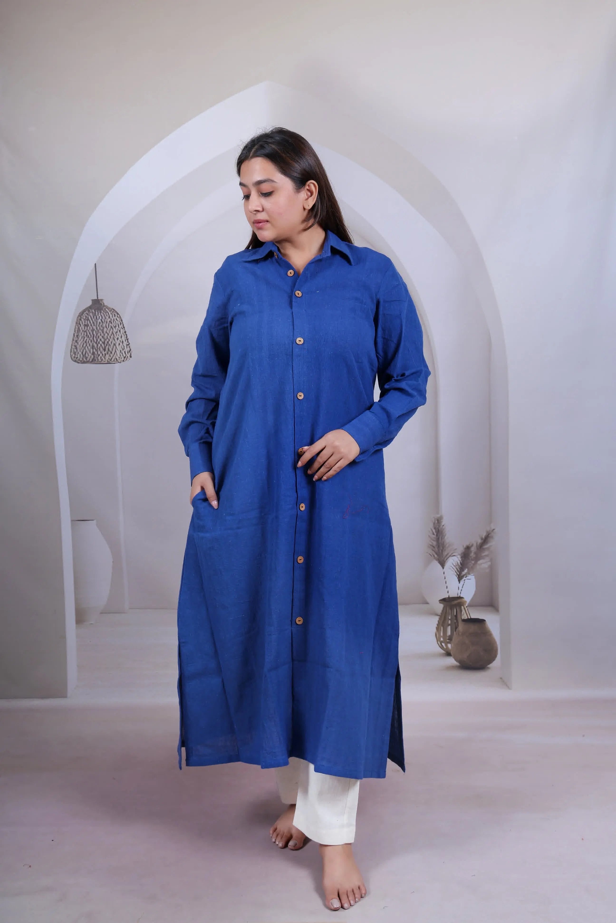 Bella Kala Cotton Indigo A-Line Kurti RAKHIYO