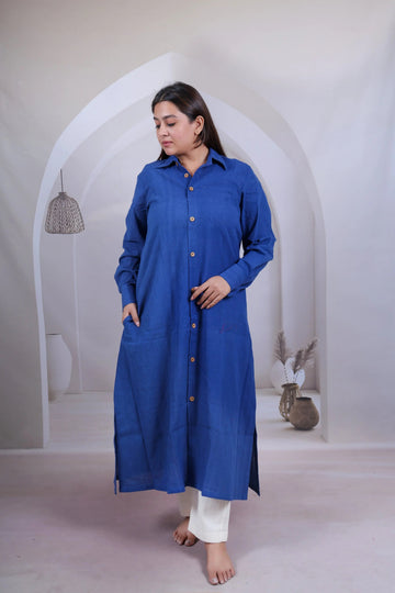 Bella Kala Cotton Indigo A-Line Kurti RAKHIYO