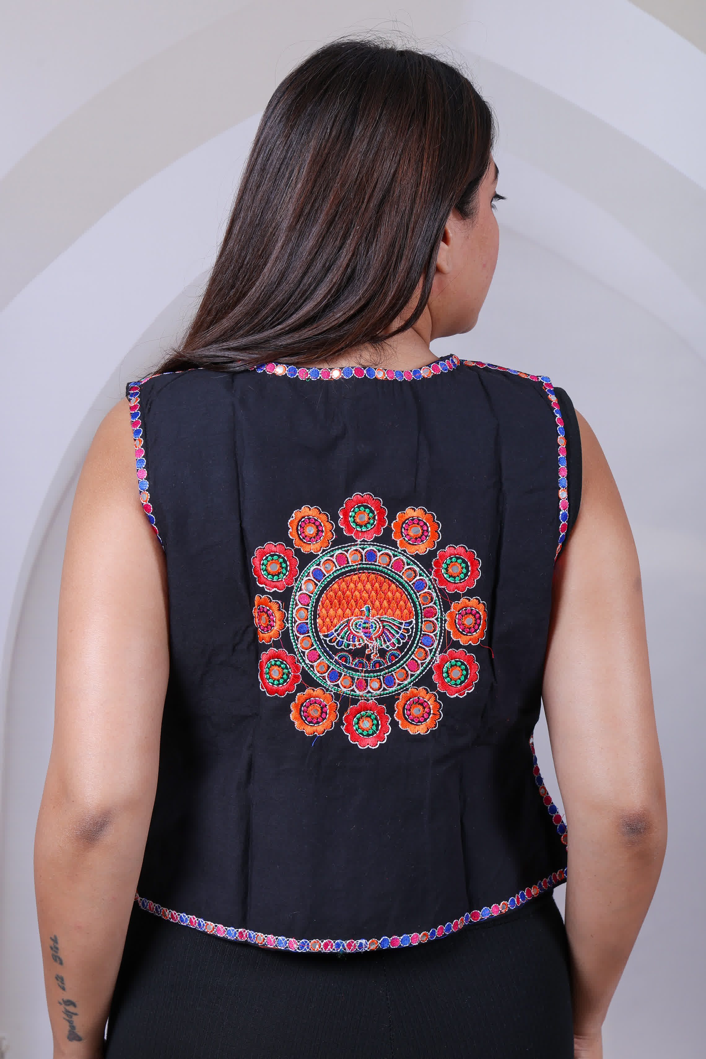 Black Peacock Embroidered Jacket RAKHIYO