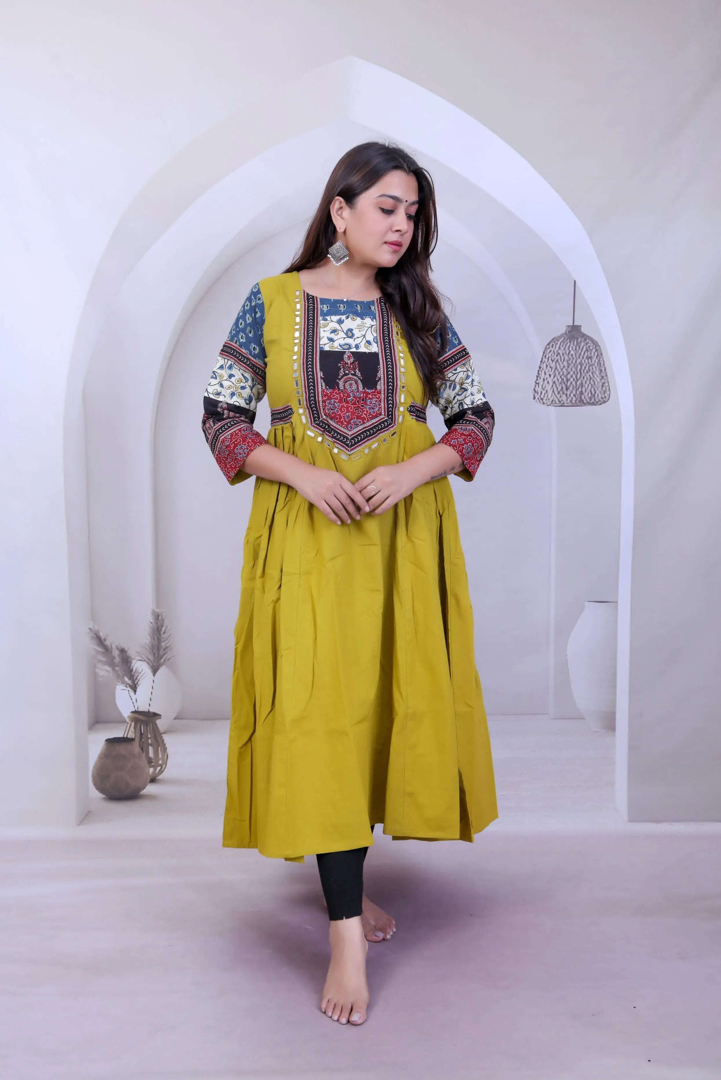 Kaveri Ajarakh Patchwork Multi Cotton Frock One piece RAKHIYO