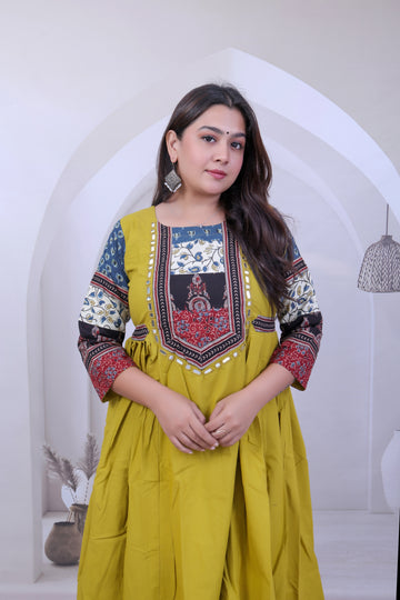 Kaveri Ajarakh Patchwork Multi Cotton Frock One piece