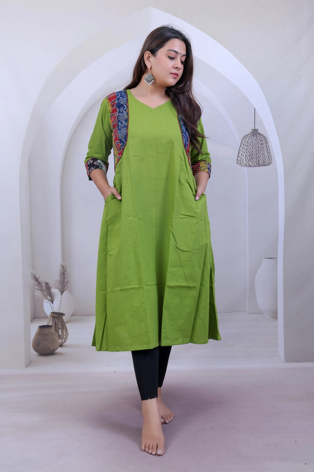 Prapti Jacket style Parrot Cotton Kurti RAKHIYO