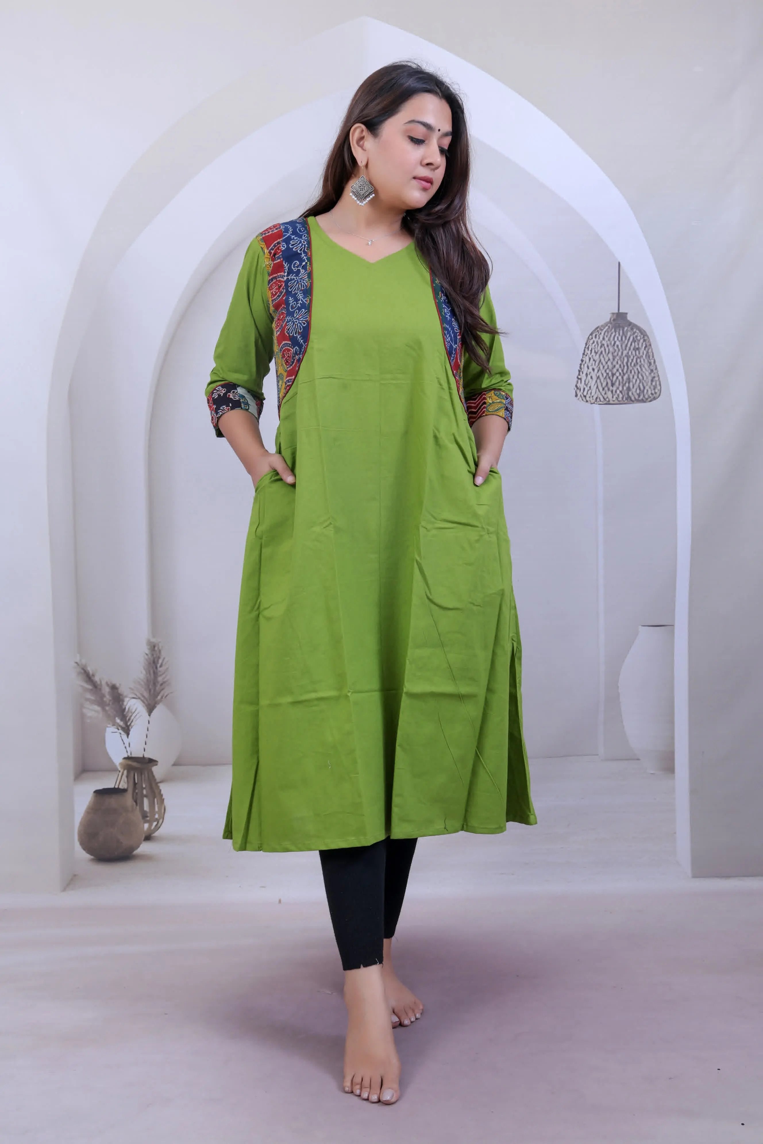 Prapti Jacket style Parrot Cotton Kurti RAKHIYO