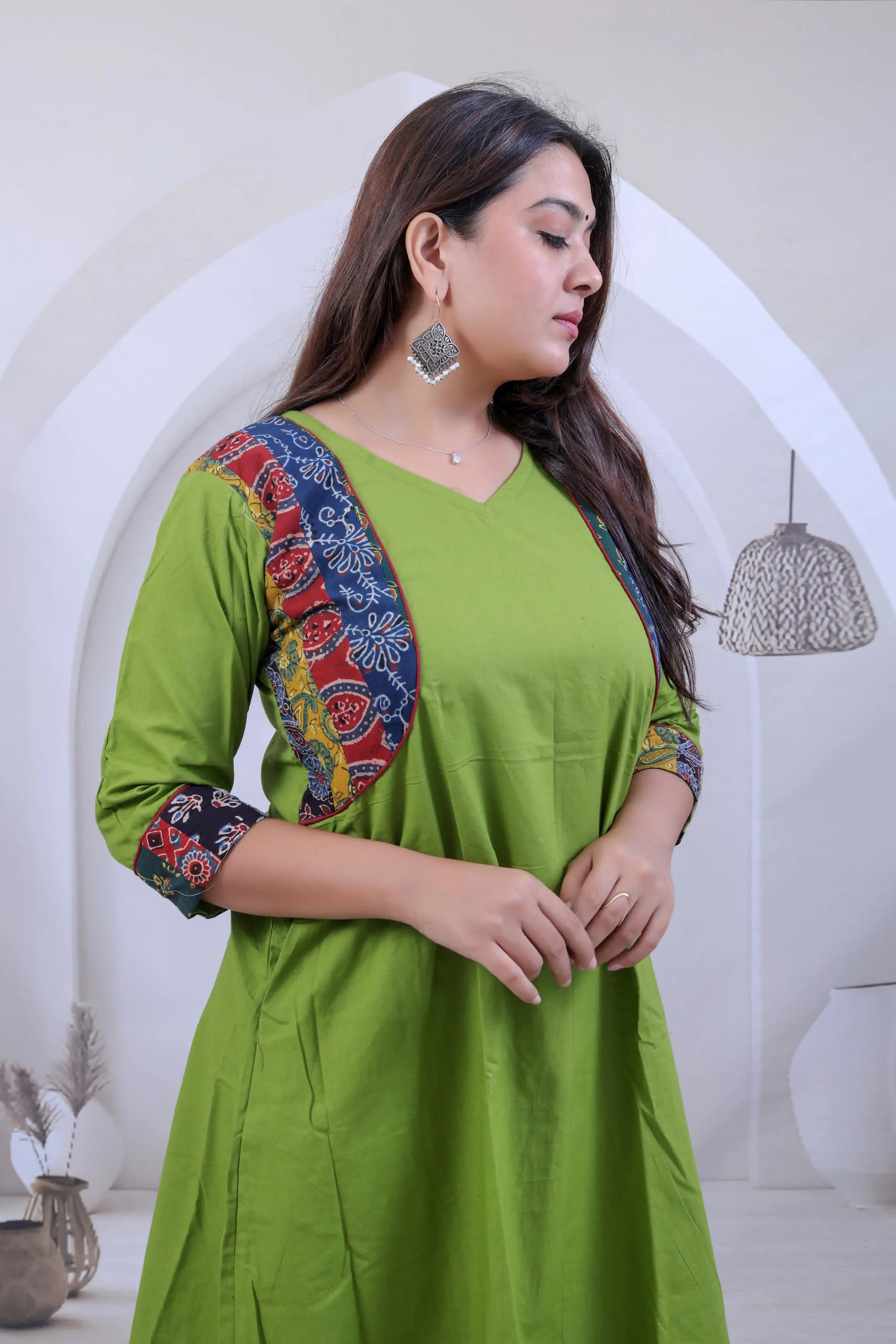 Prapti Jacket style Parrot Cotton Kurti RAKHIYO