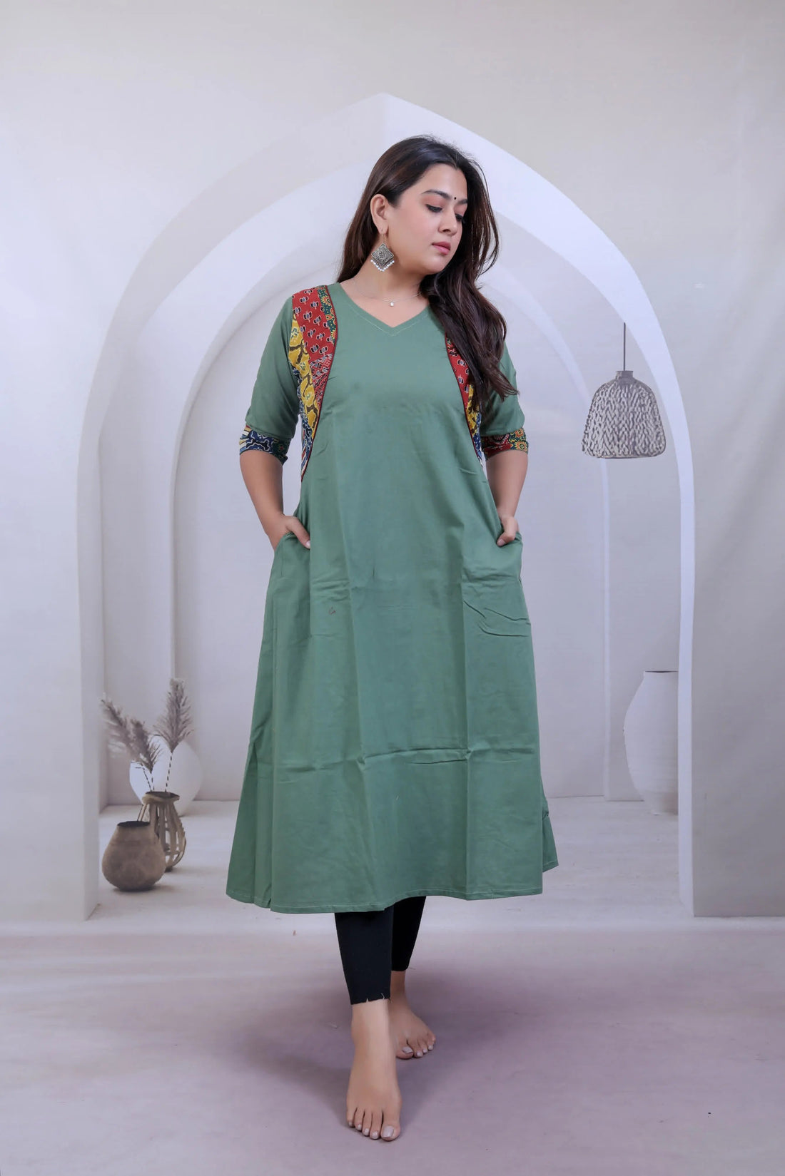 Prapti Jacket style Sea Green Cotton Kurti RAKHIYO