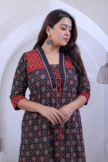 Kasis Ajarakh Cotton One Piece Kurti