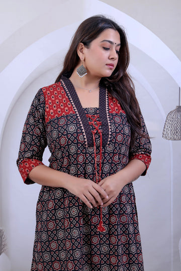 Kasis Ajarakh Cotton One Piece Kurti RAKHIYO