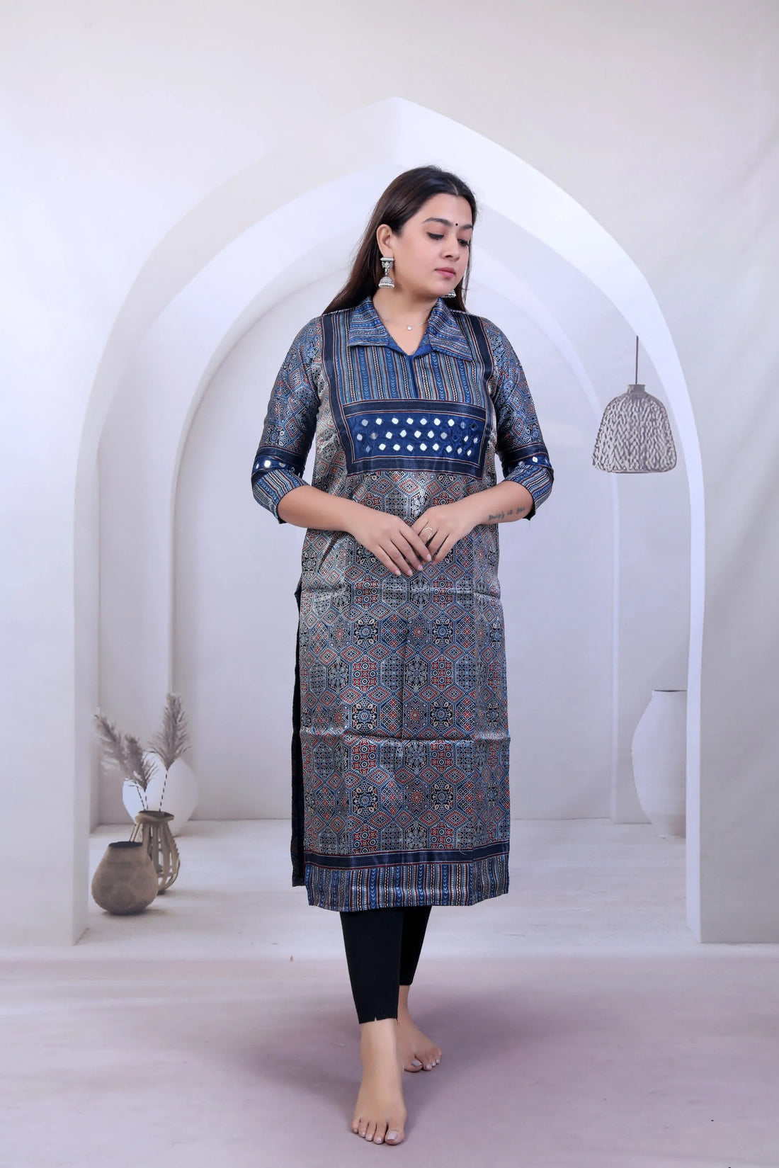 Sreya Ajarakh Mirror Collar Mashroo Silk Kurti RAKHIYO