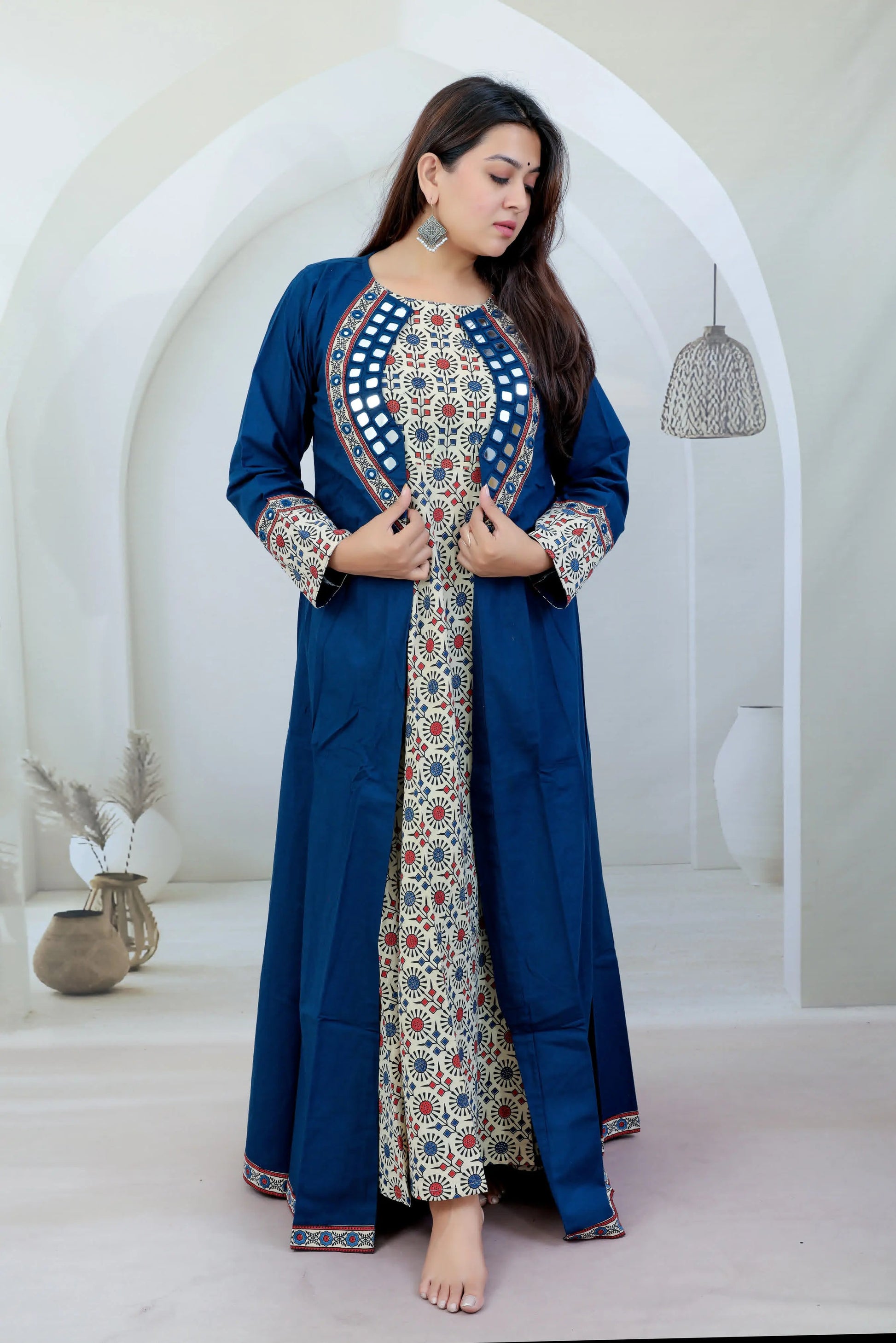 Naira Ajarakh One Piece & Mirror Shrug Cotton Kurti RAKHIYO