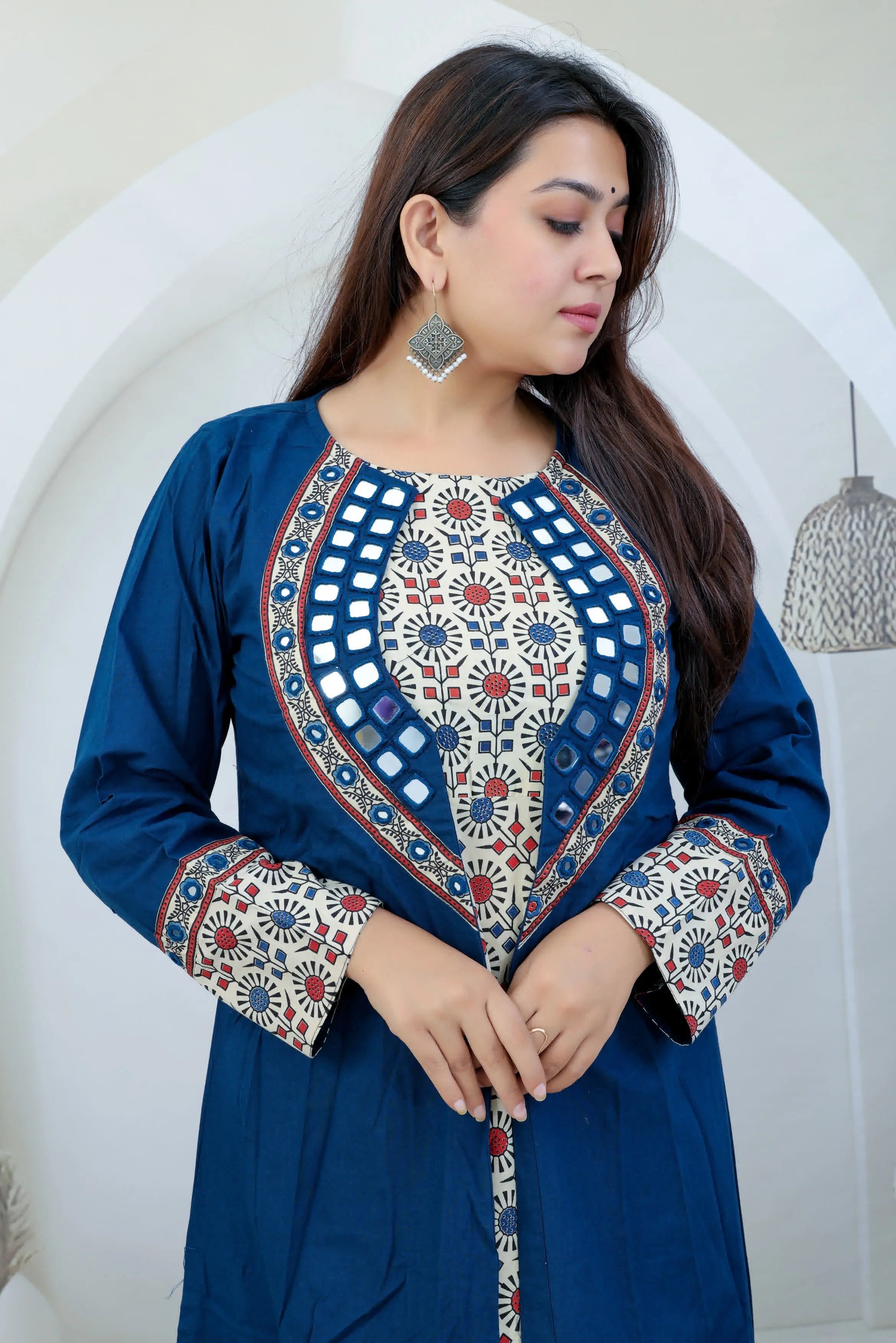 Naira Ajarakh One Piece & Mirror Shrug Cotton Kurti RAKHIYO
