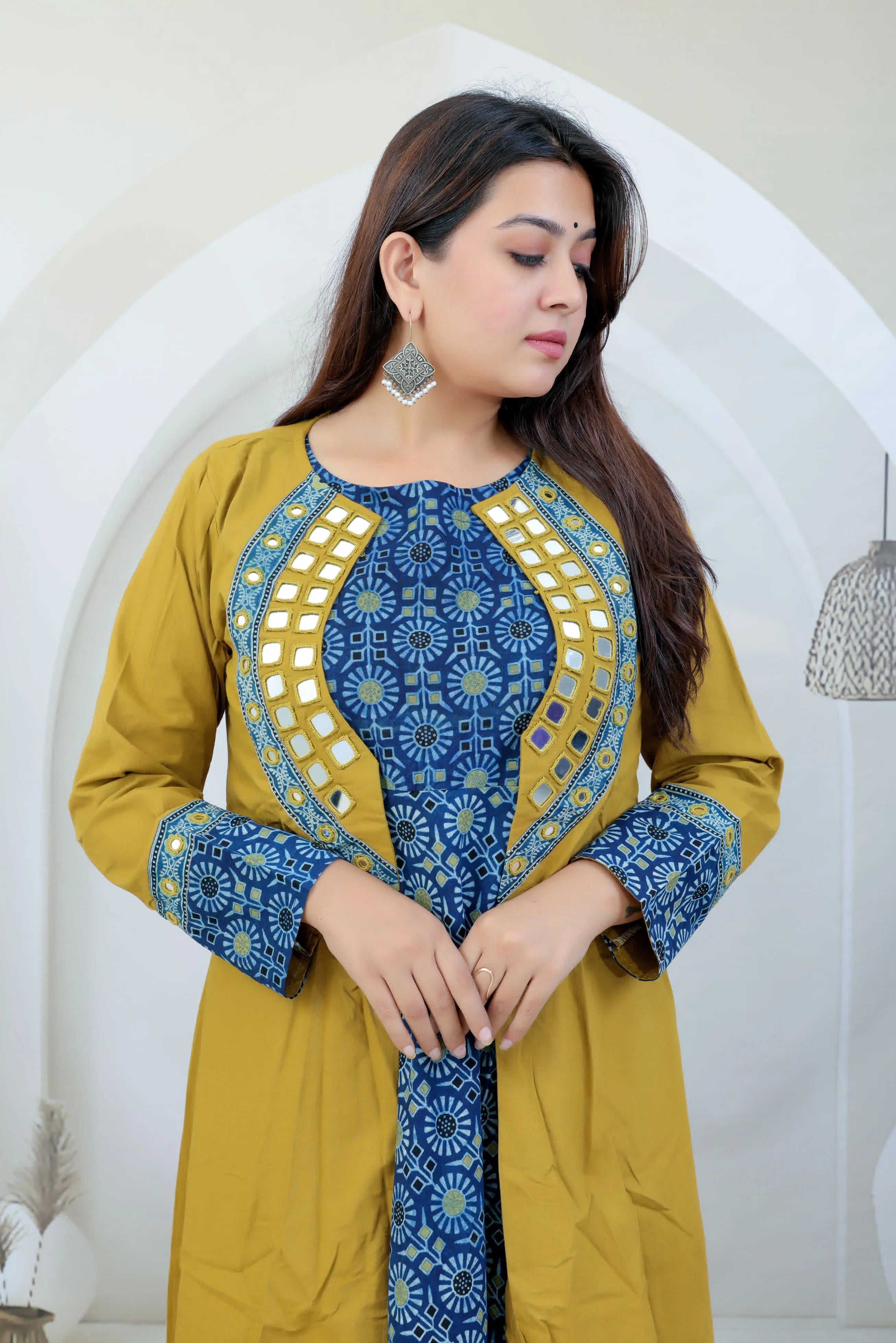 Naira Ajarakh One Piece & Mirror Shrug Cotton Kurti RAKHIYO