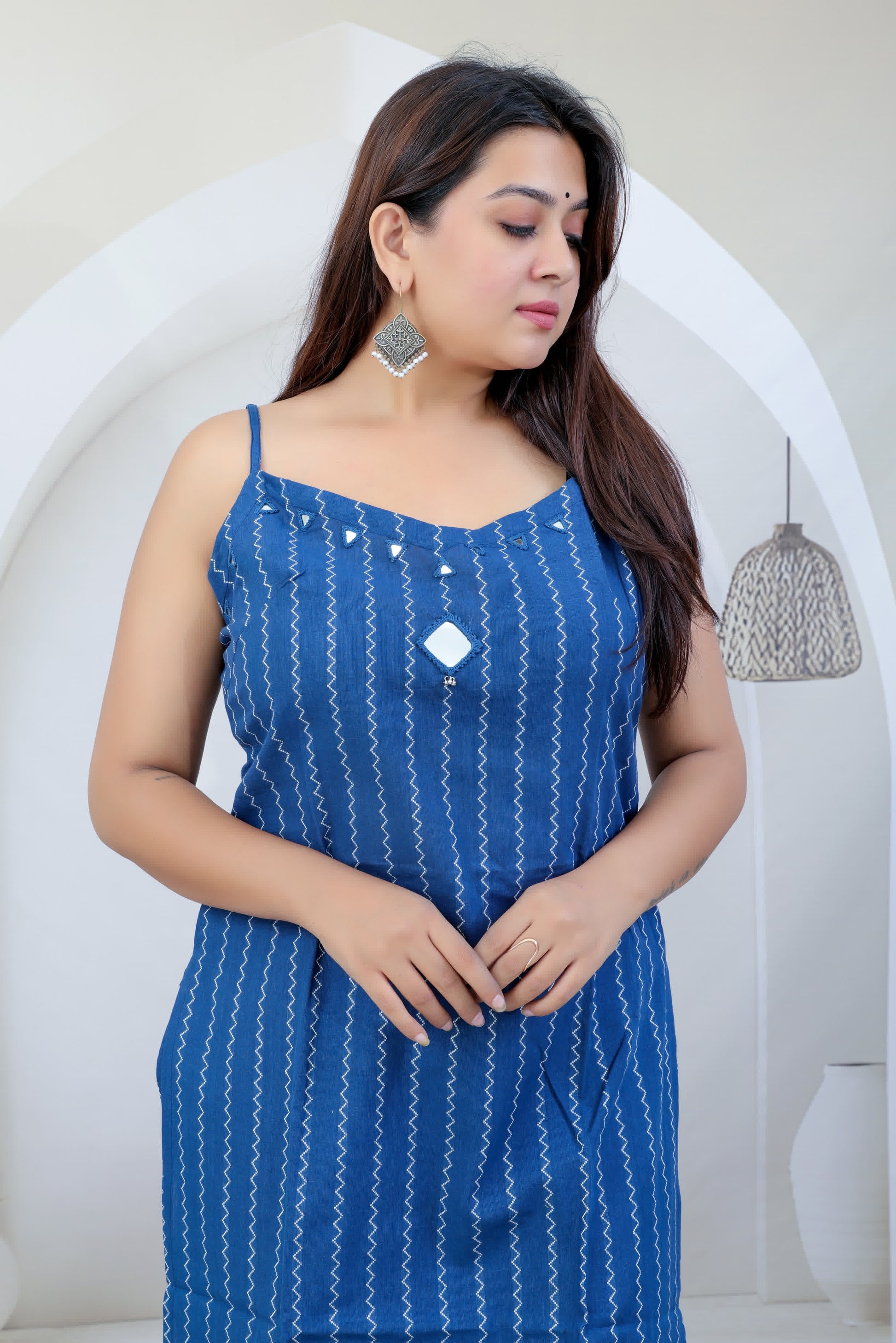 Jiyaa Handloom Cotton Kutch Work Spaghetti Kurti Set RAKHIYO