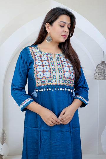 Ravya Soft Muslin Cotton Kutch Embroidered Kurti Set