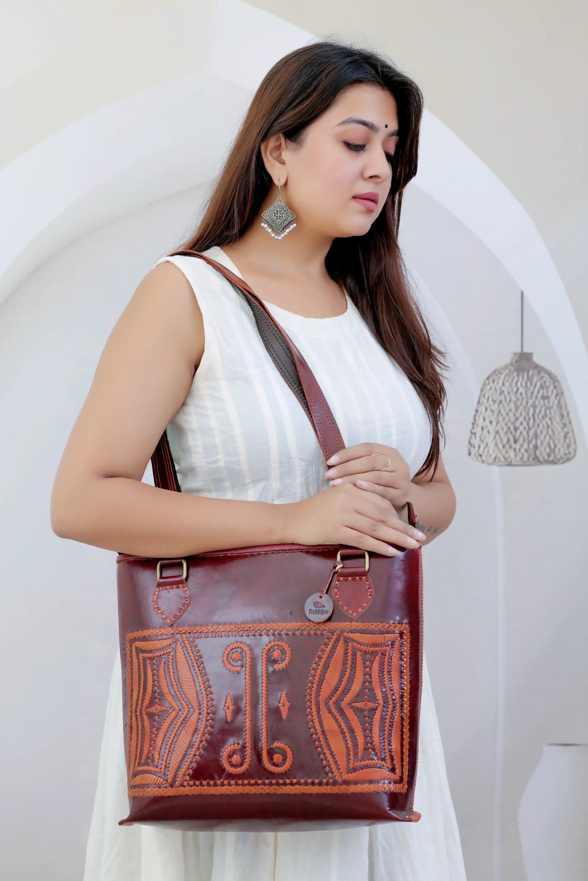 Brown Self Embroidered- The Tote Bag RAKHIYO