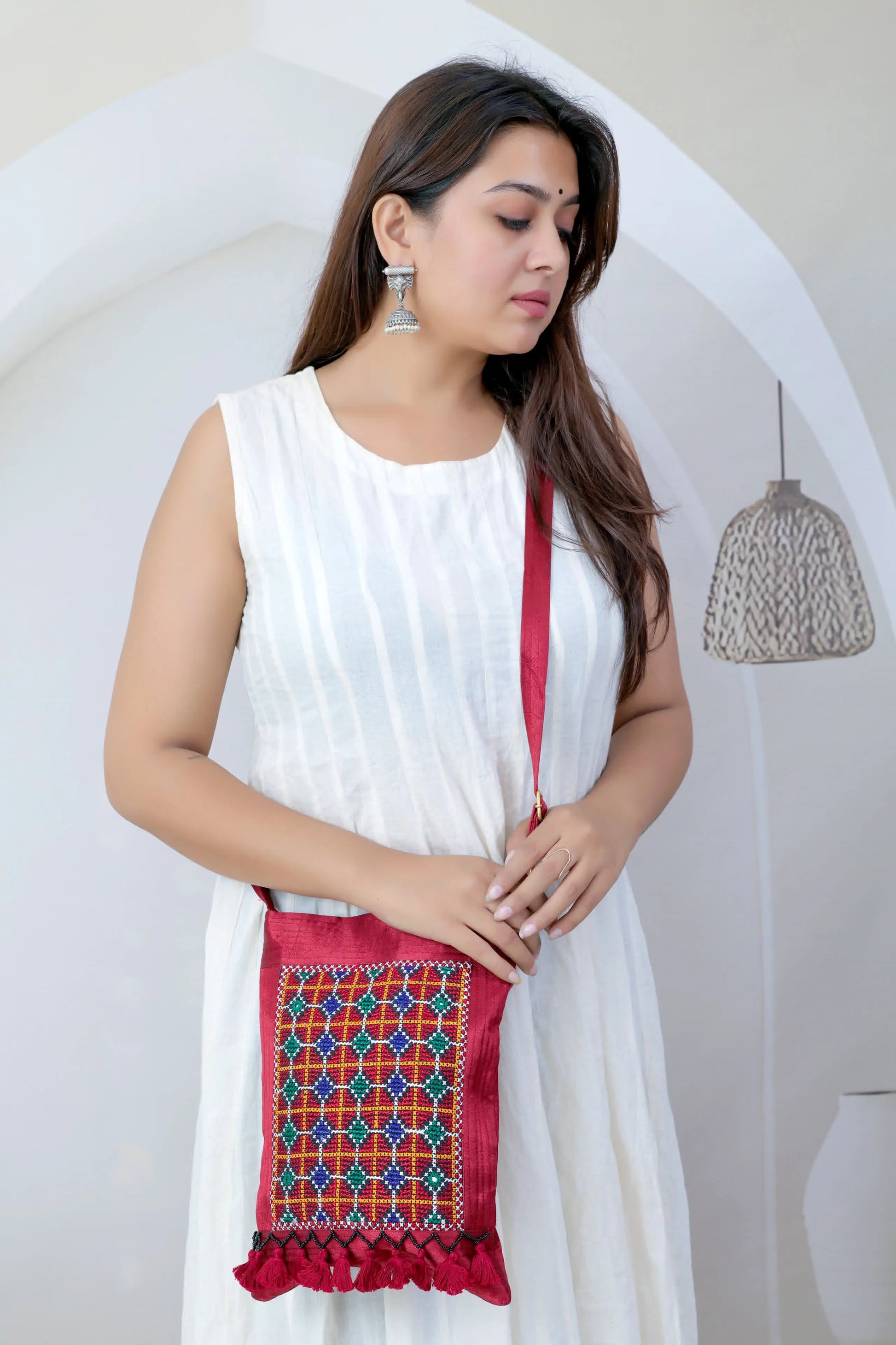 Kutchhi Jat Mashroo Silk Sling Bag RAKHIYO