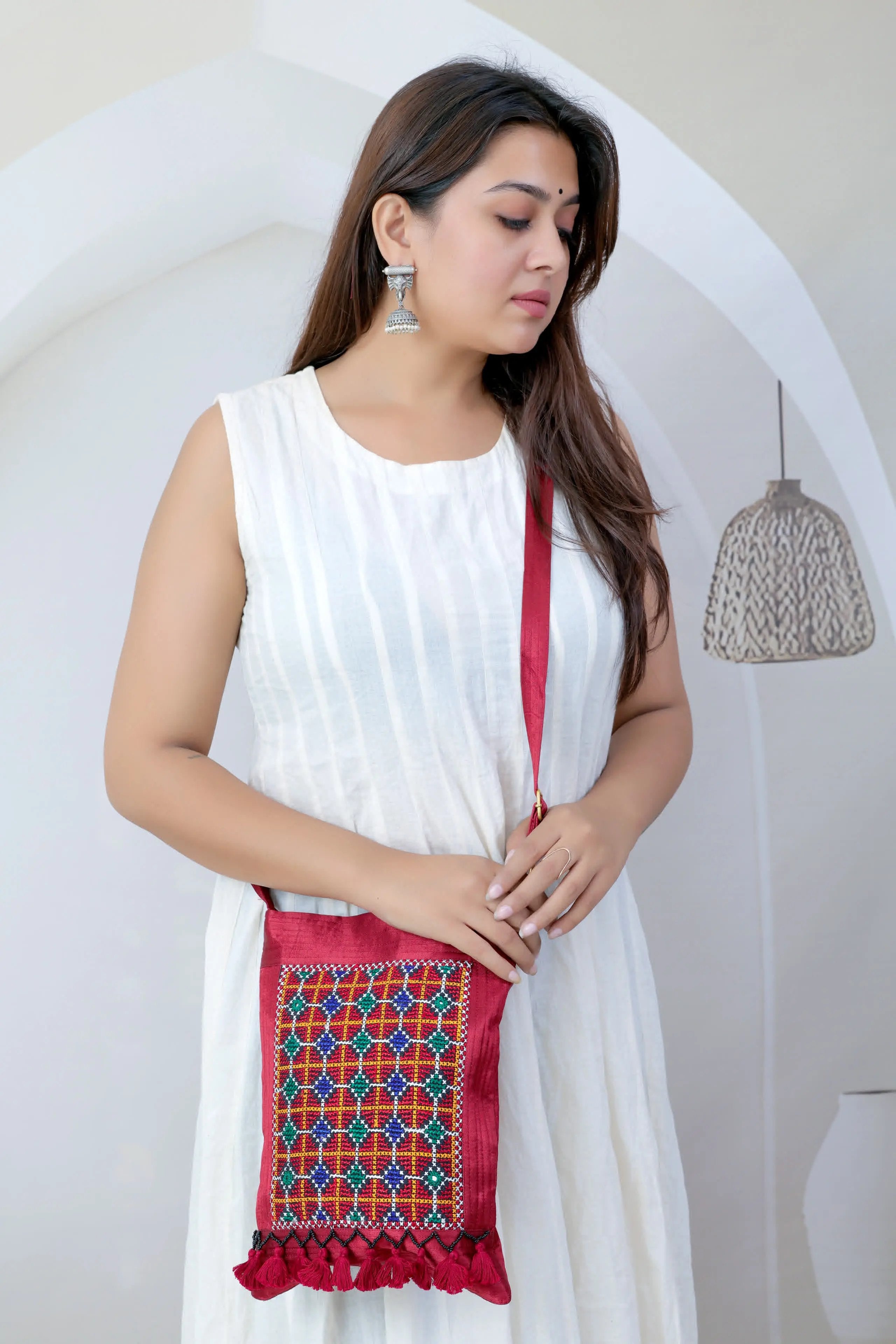 Kutchhi Jat Mashroo Silk Sling Bag RAKHIYO