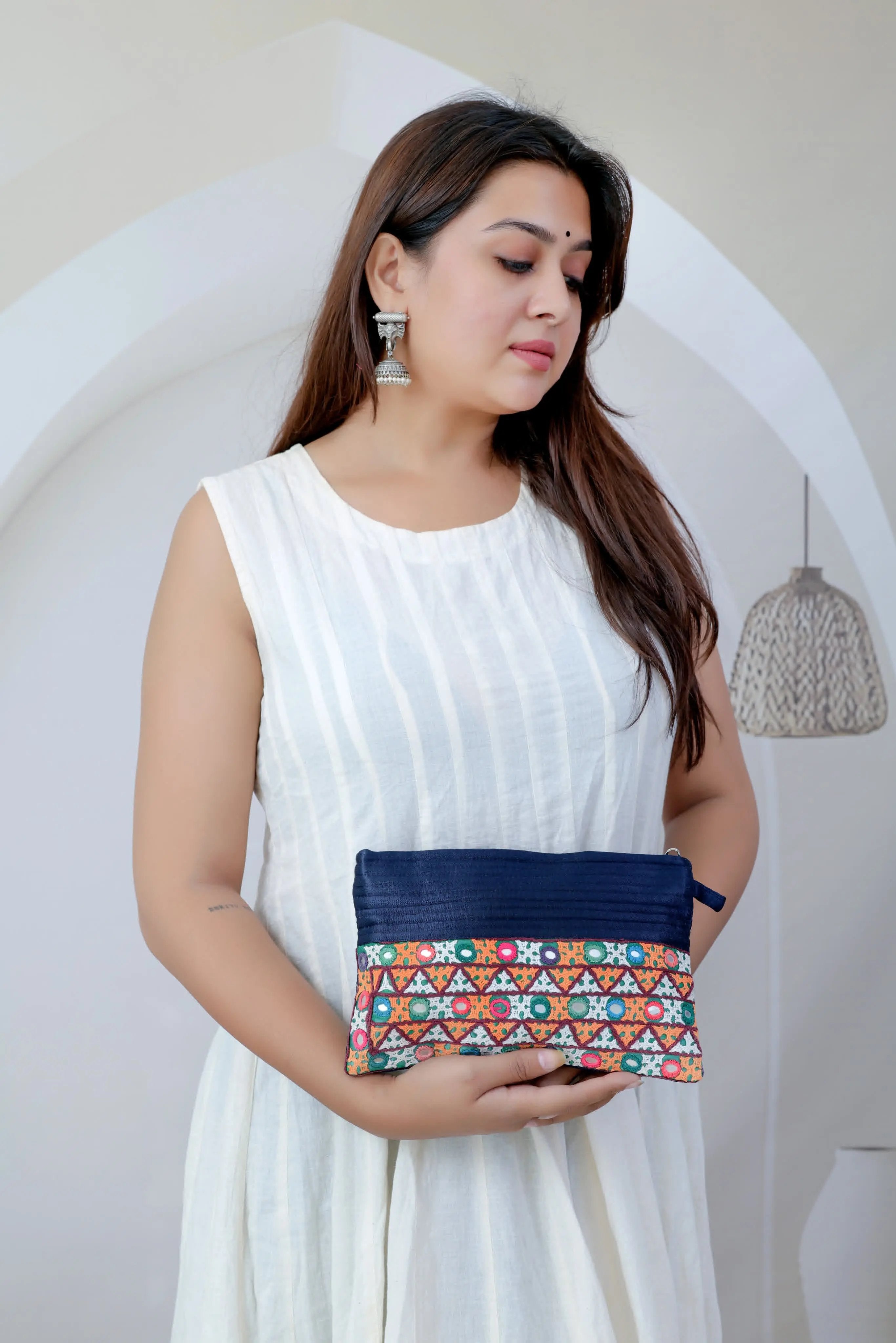 Kutch Handwork Mashroo Silk Pouch RAKHIYO