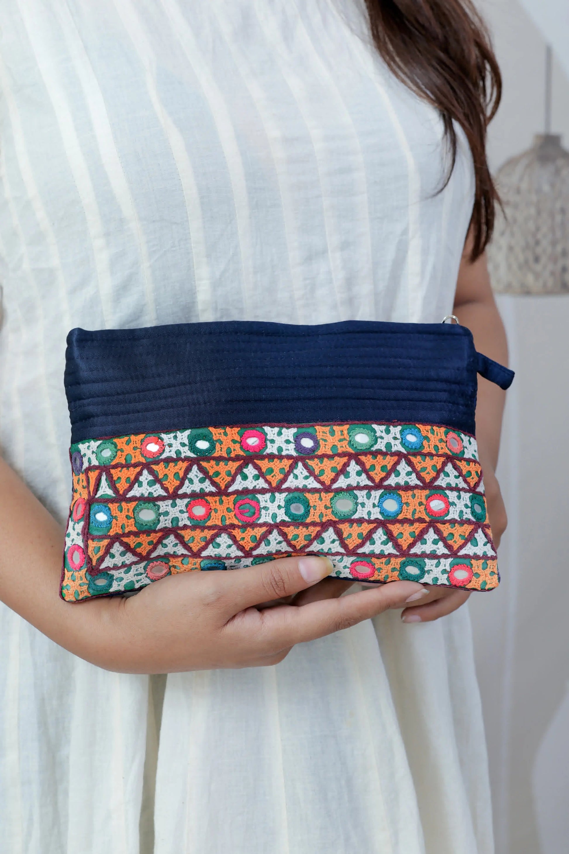 Kutch Handwork Mashroo Silk Pouch RAKHIYO
