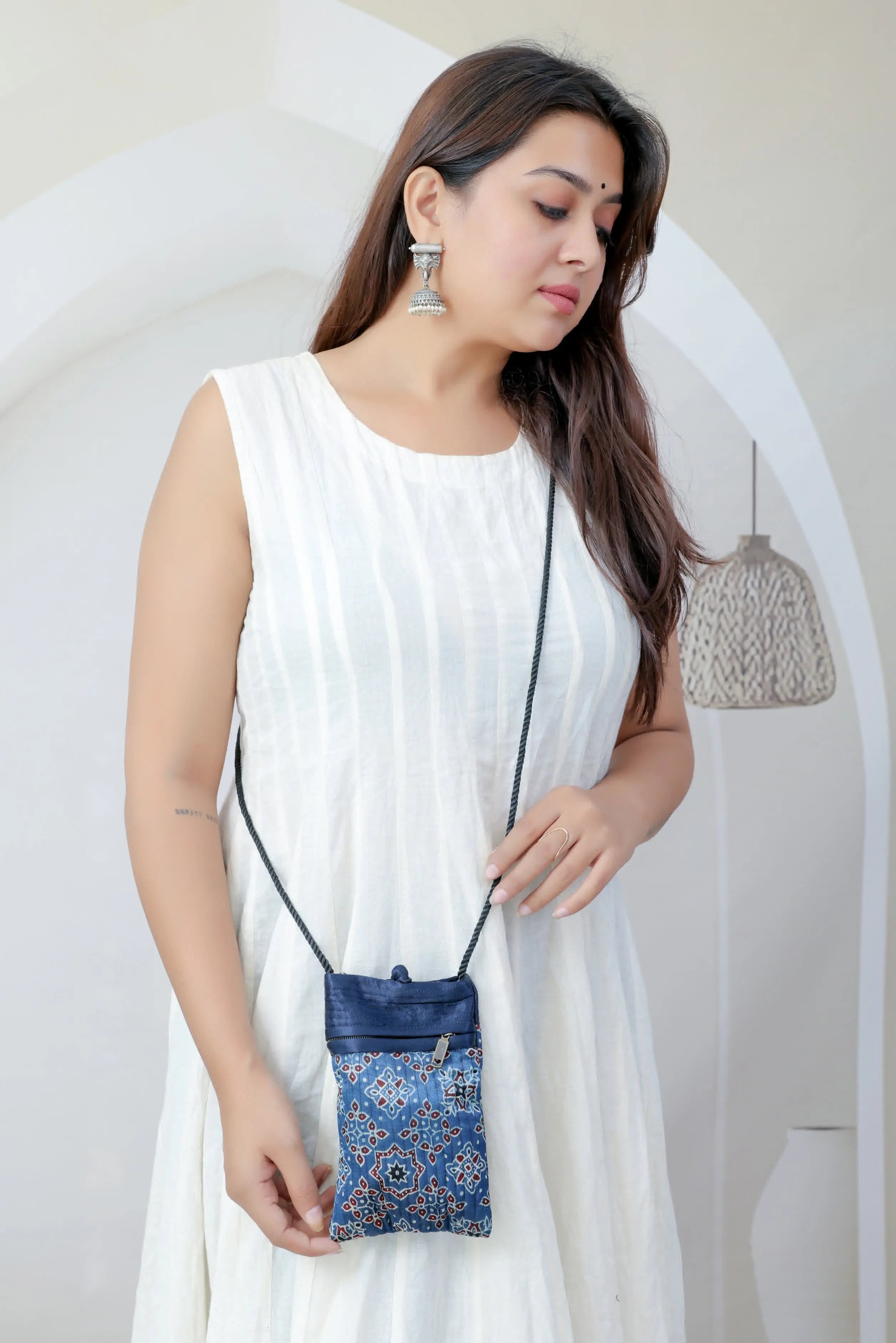 Ajarakh Mashroo Silk Mobile Sling RAKHIYO