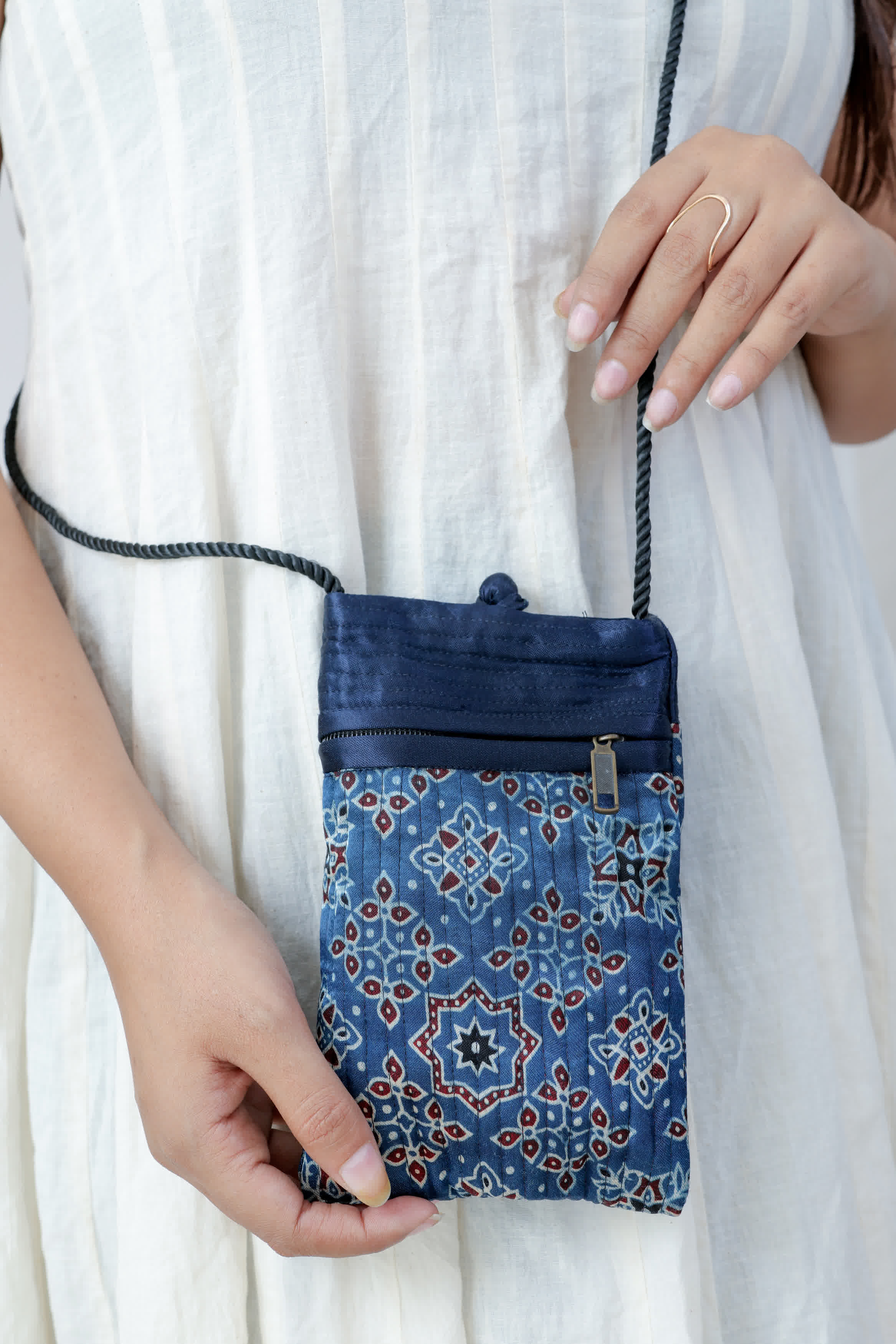 Ajarakh Mashroo Silk Mobile Sling RAKHIYO