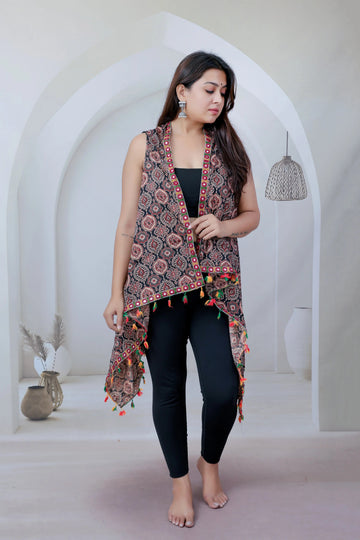 Badam Design Ajarakh Soft Cotton Shrug RAKHIYO