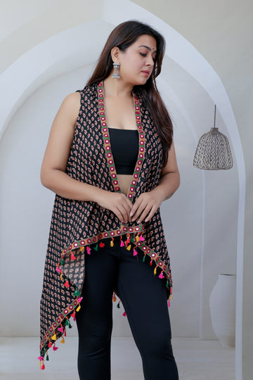 Small Buti Ajarakh Soft Cotton Shrug