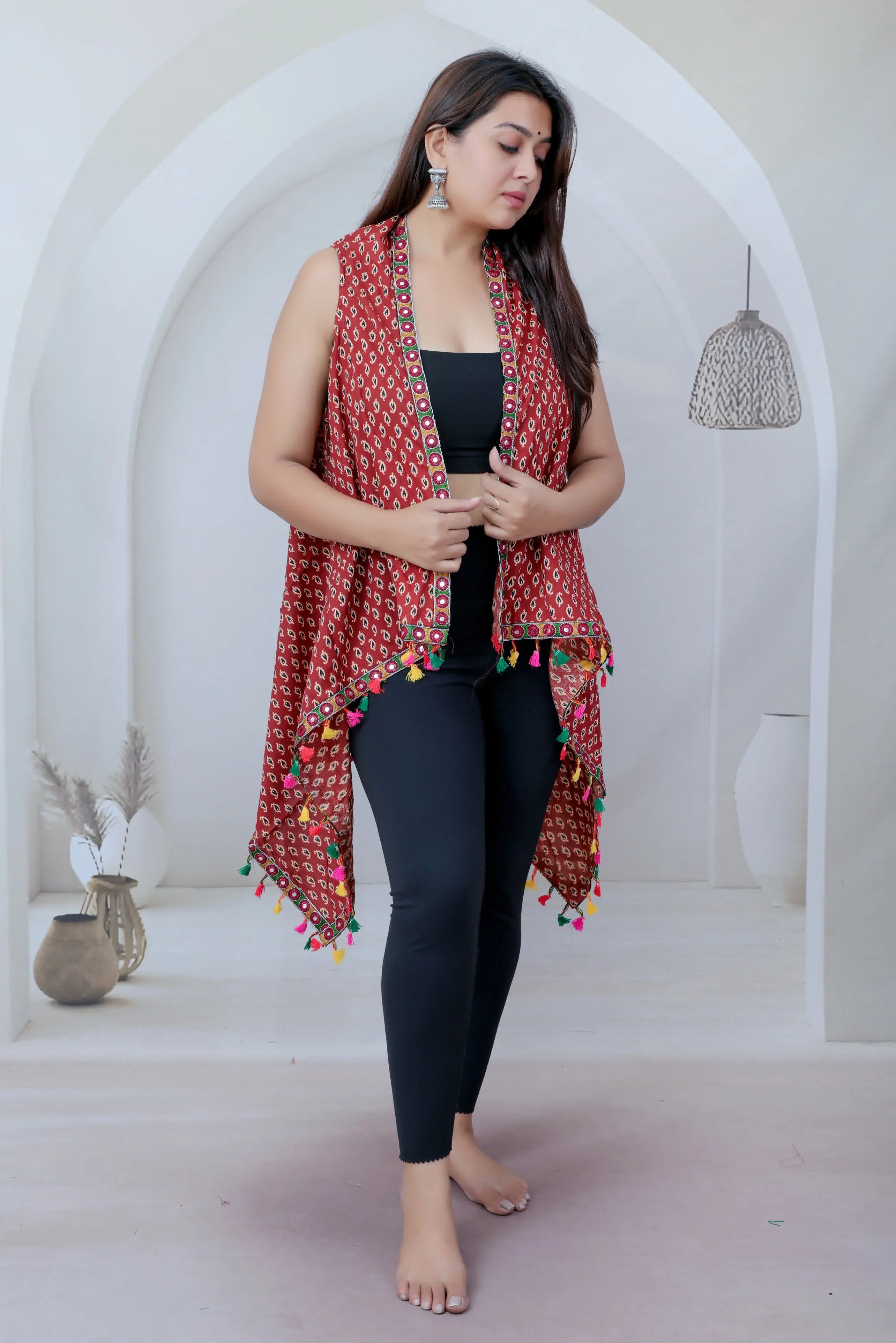 Small Buti Ajarakh Soft Cotton  Shrug RAKHIYO