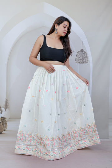 Khadi cotton Embroidered Lahenga