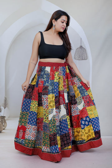 Cotton Ajarakh Patchwork Skirt RAKHIYO