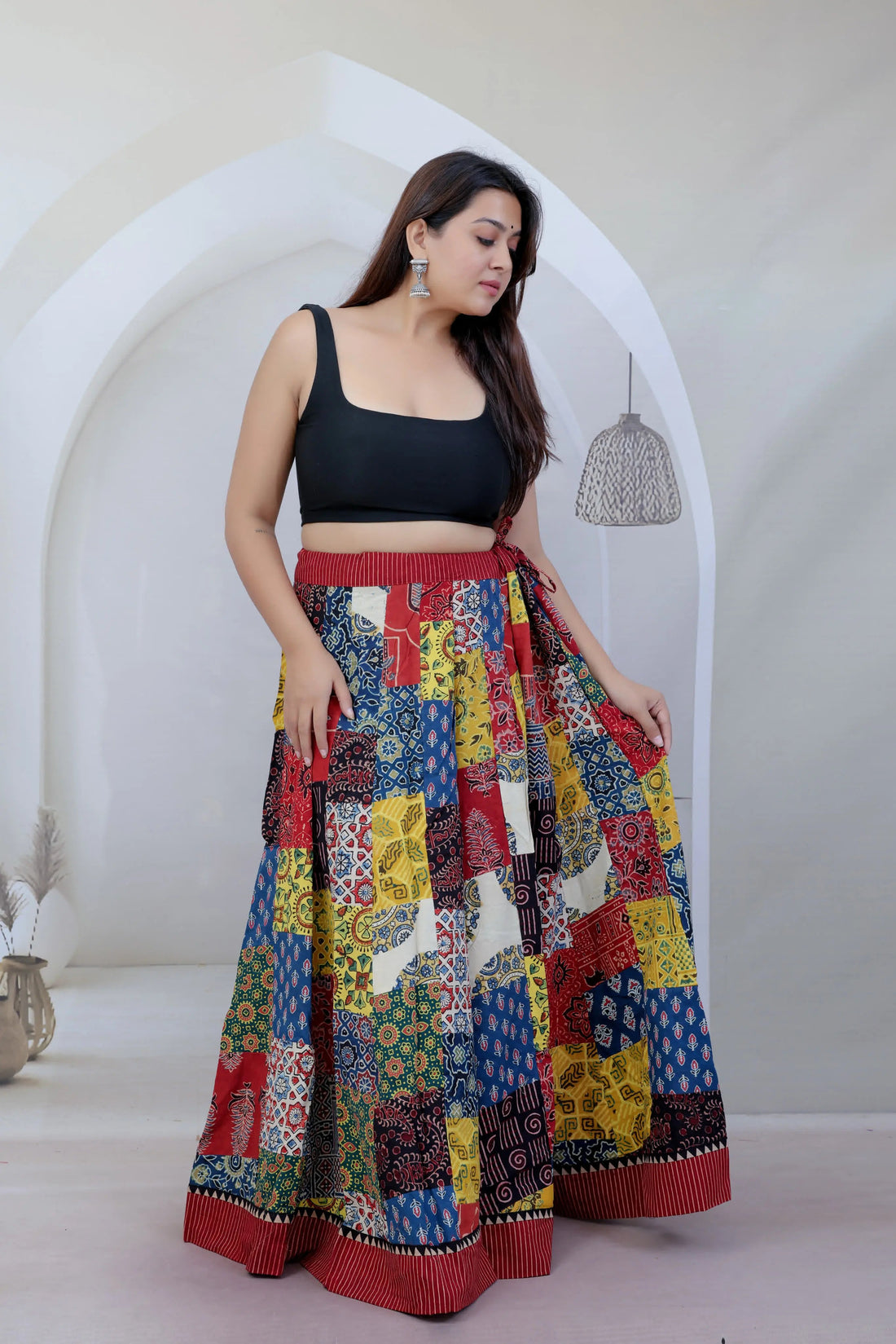 Cotton Ajarakh Patchwork Skirt RAKHIYO