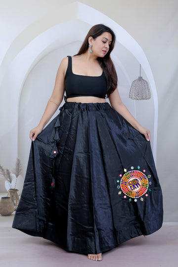 Mashroo Silk Round Patch Embroidered Skirt/Lahenga