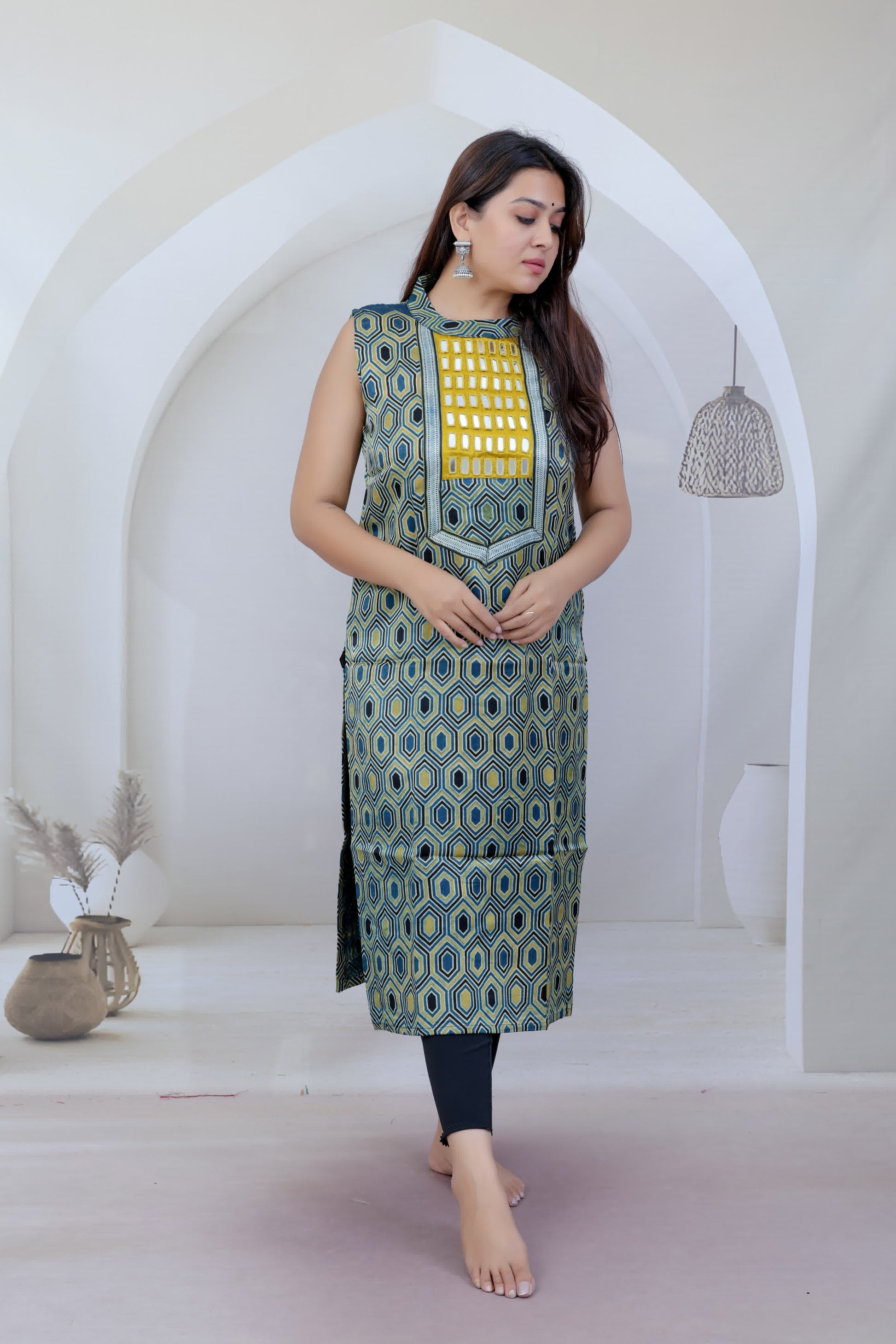 Kriti Halter Neck Mashroo Silk Kurti RAKHIYO