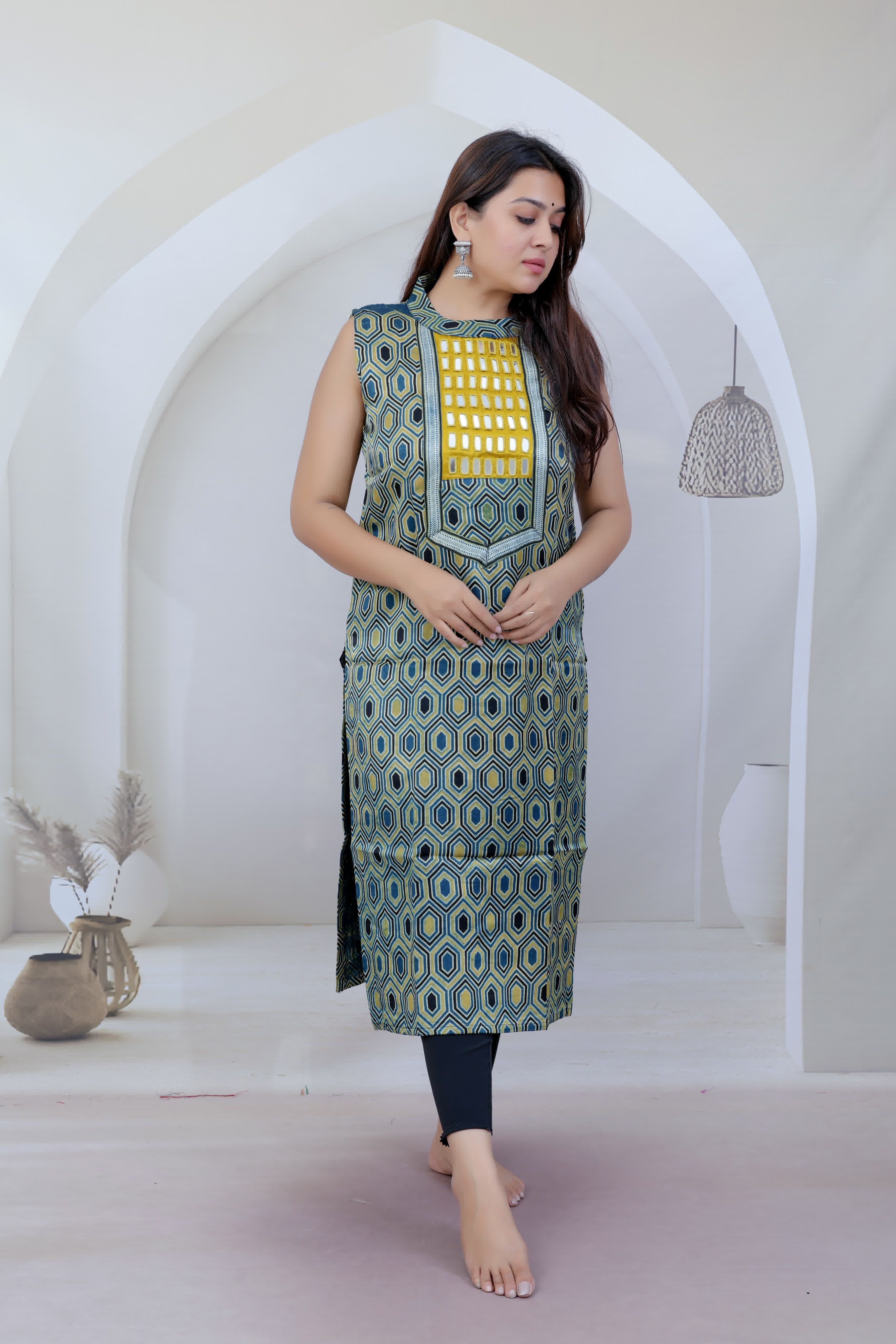 Kriti Halter Neck Mashroo Silk Kurti RAKHIYO
