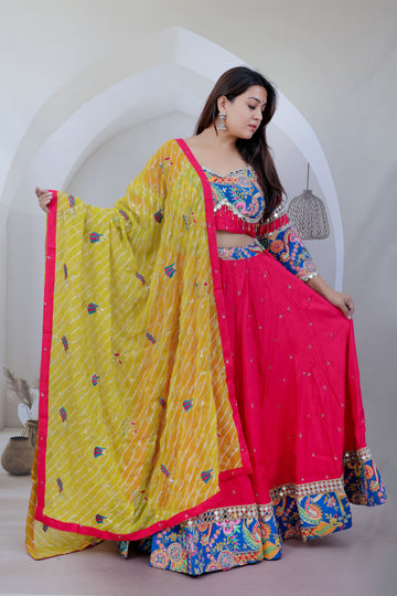 Prapti Pink Kutchhi Embroidered Soft Cotton Chaniyacholi