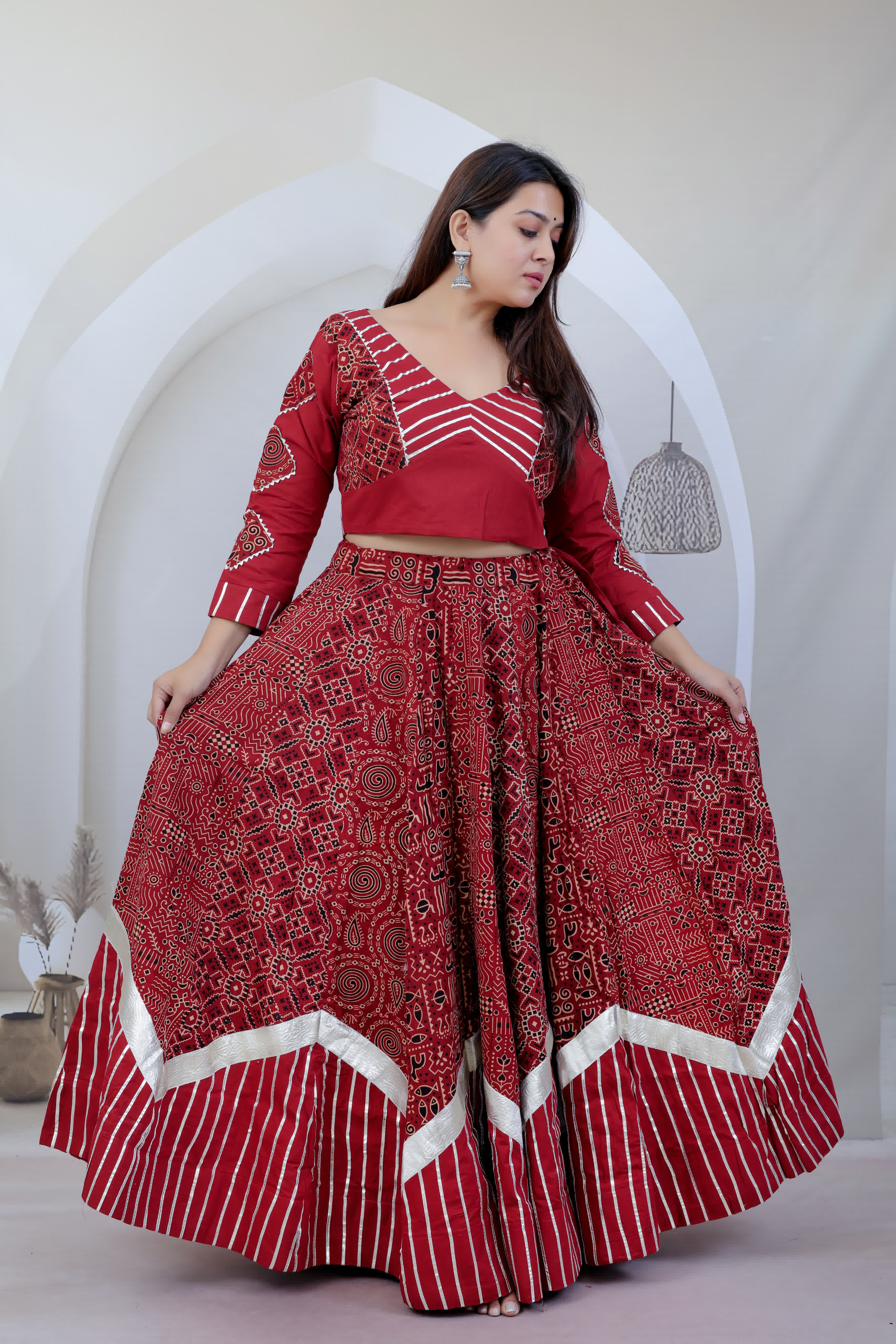 Maaya Ajarakh Kutchhi Embroidered Cotton Chaniyacholi RAKHIYO