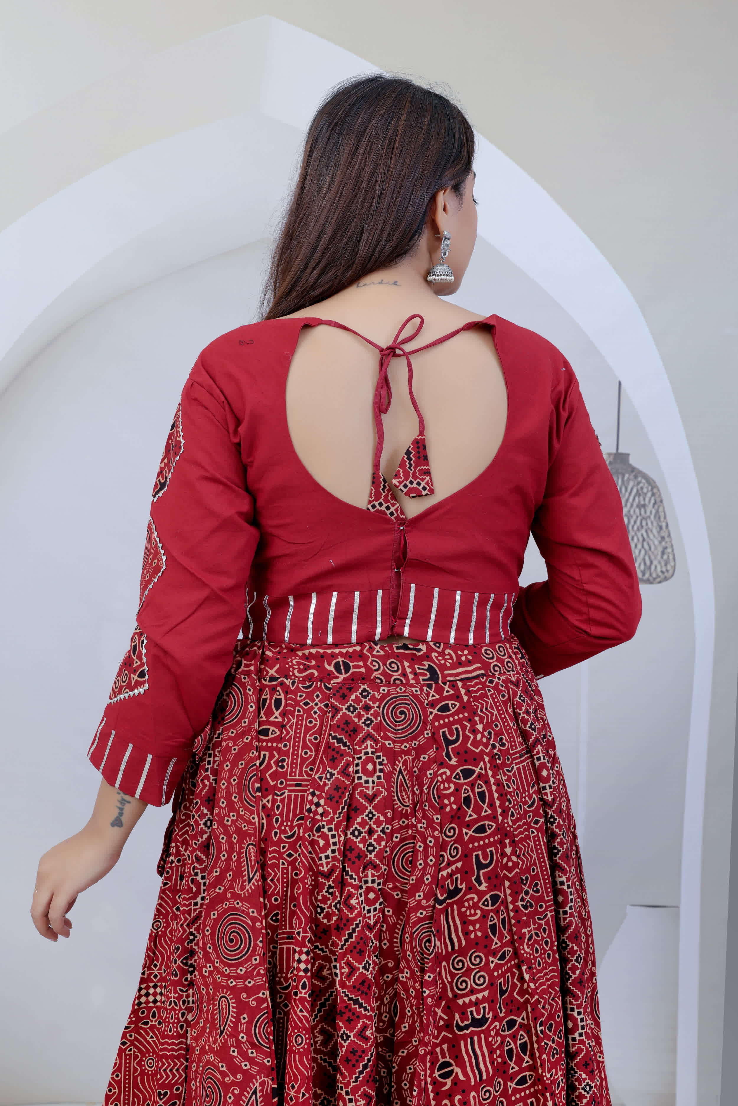 Maaya Ajarakh Kutchhi Embroidered Cotton Chaniyacholi RAKHIYO