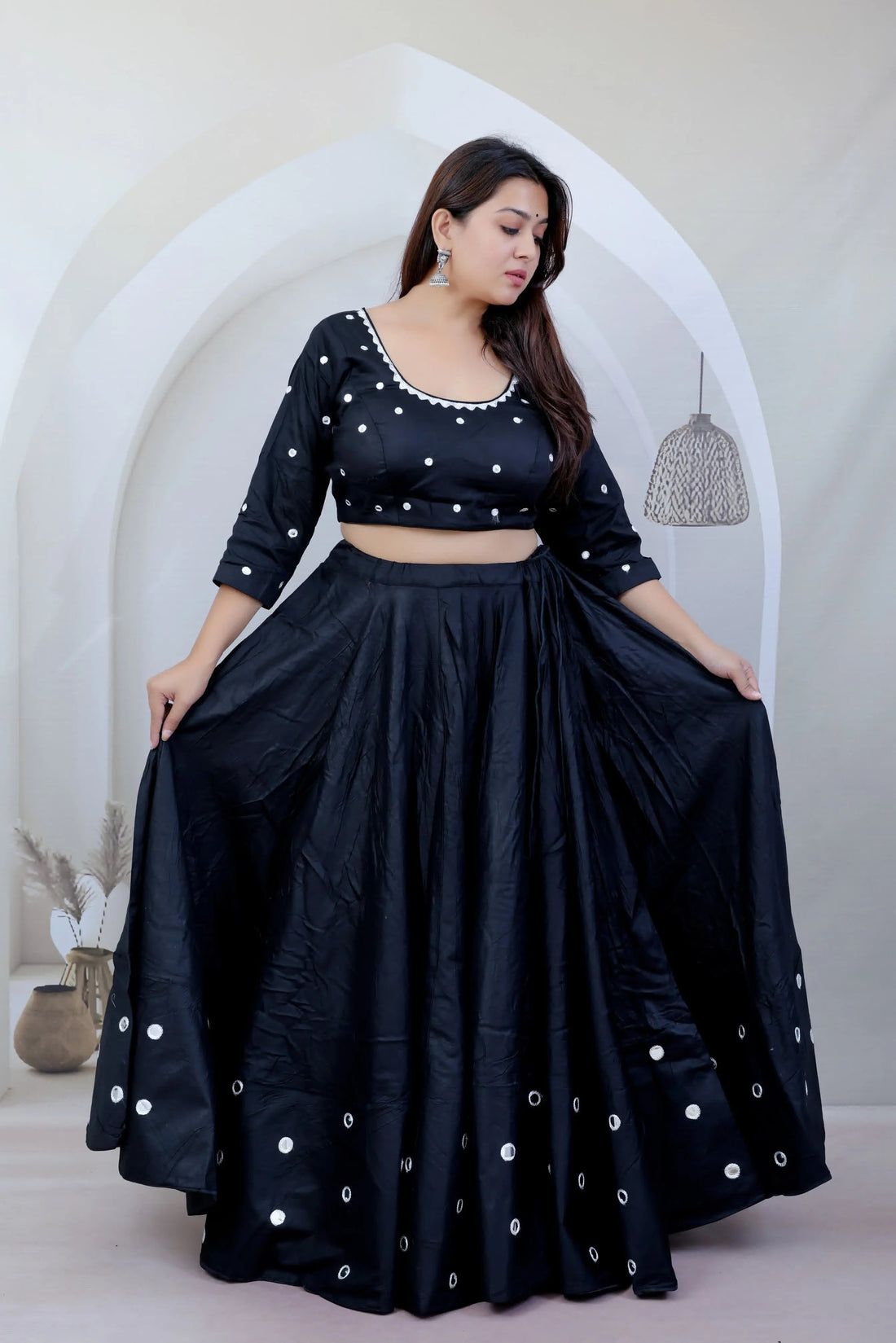Meera Black Kutchhi Embroidered Soft Cotton Chaniyacholi RAKHIYO